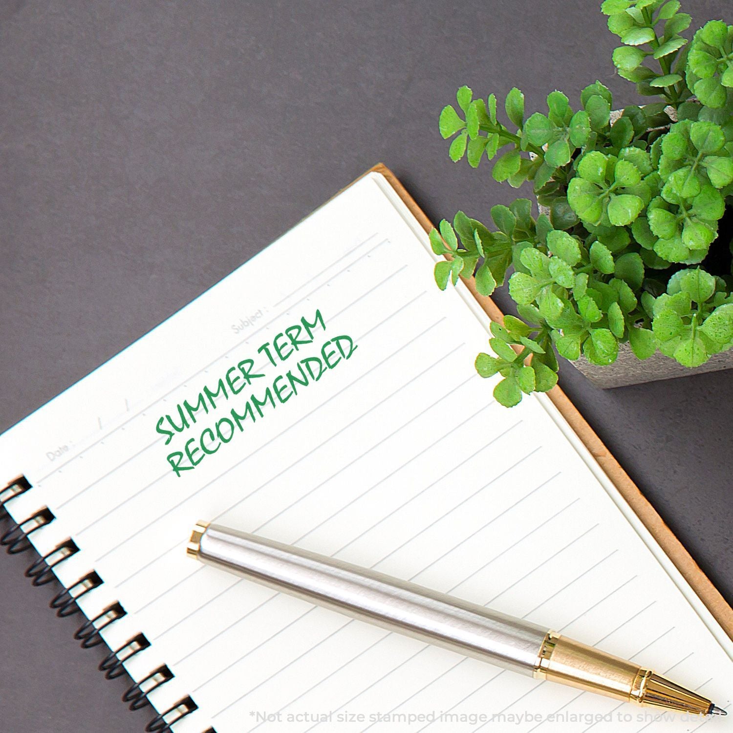 Notebook page stamped SUMMER TEAM RECOMMENDED with fresh green leaves, promoting summer skincare tips and seasonal wellness.