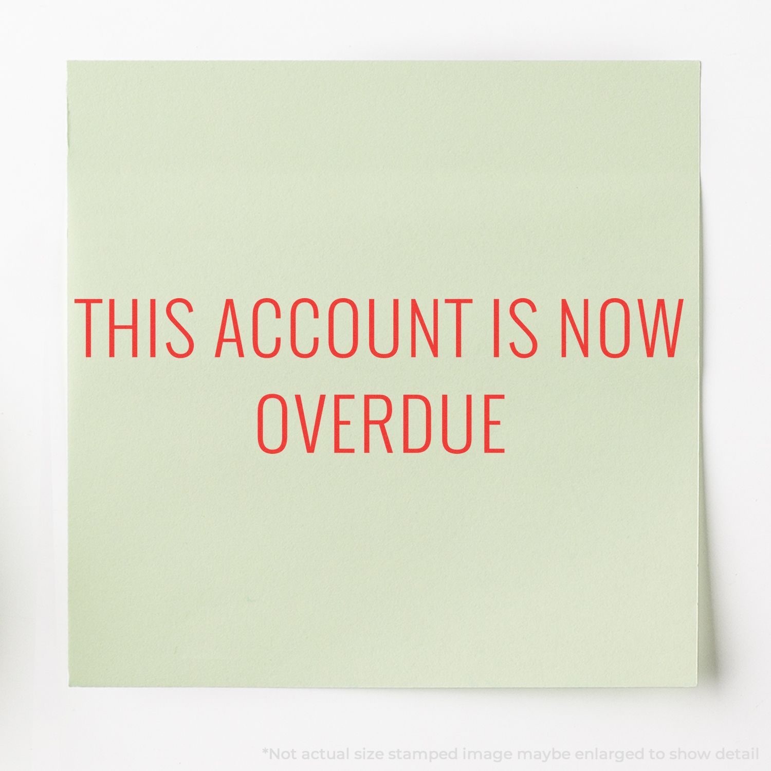 Pale green overdue account notice with red text reading This account is now overdue on a white background.