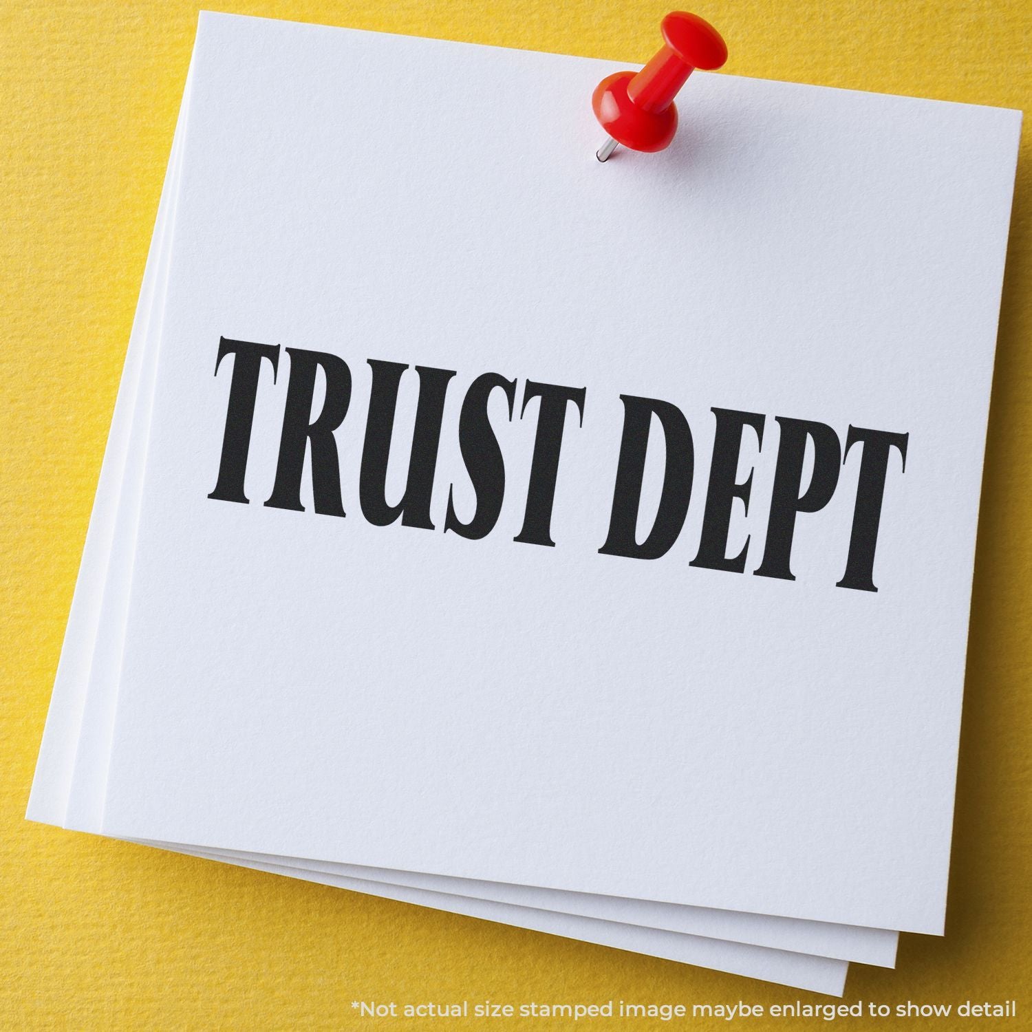 Trusted approval note pinned with a red pushpin, featuring bold TRUSTED text for credibility messaging.