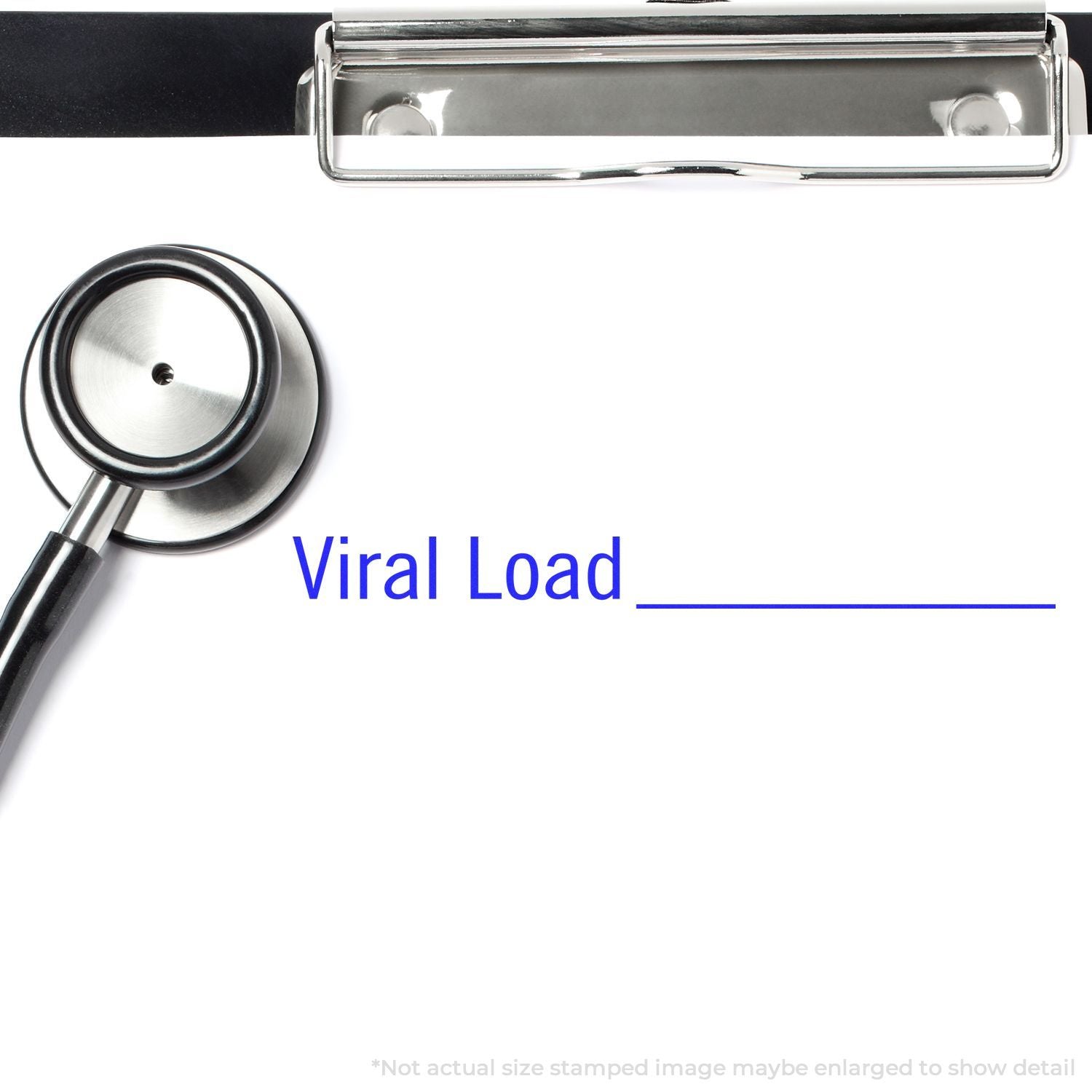 Stethoscope over clipboard labeled Viral Load, illustrating medical testing and measurement of virus levels.