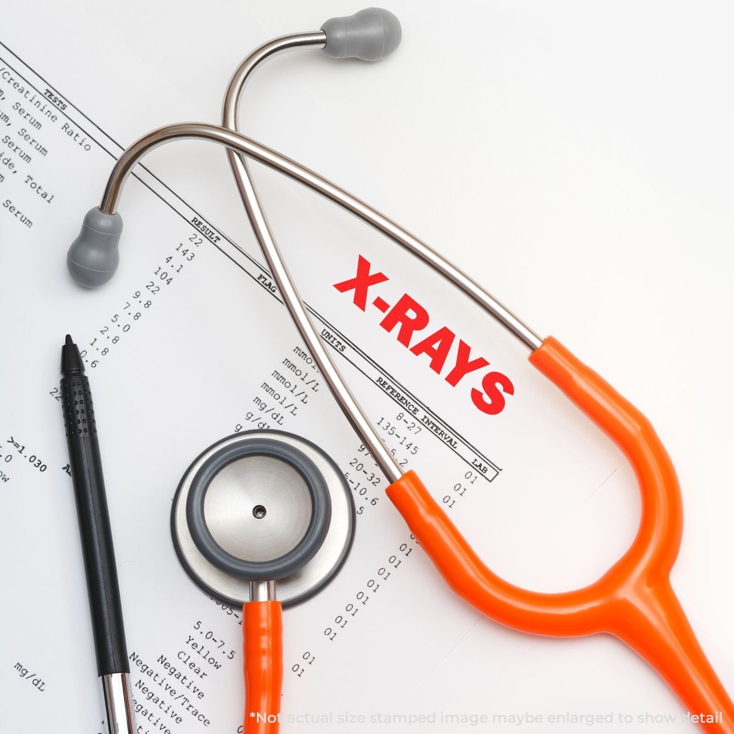 Medical stethoscope over lab test results paperwork, representing healthcare diagnosis, medical statistics, and wellness monitoring.