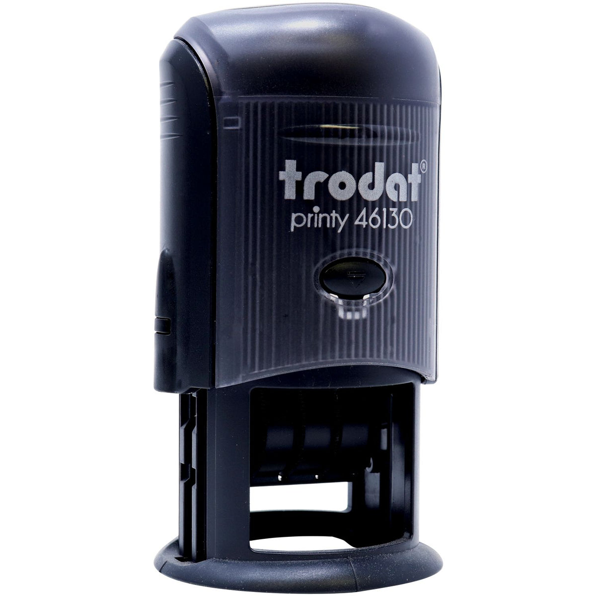 Trodat Printy 46130 self-inking rubber stamp with black housing and custom text area