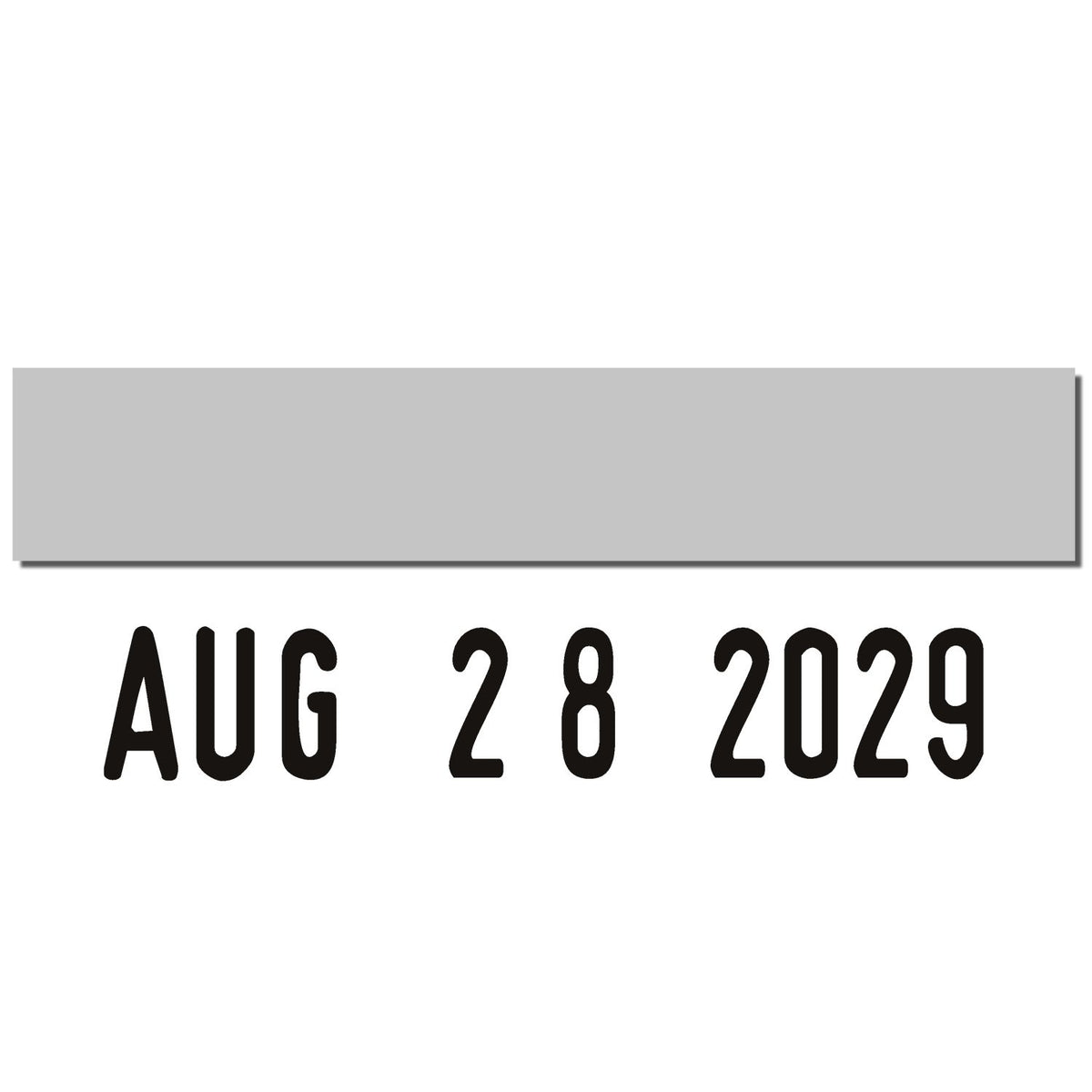 Calendar date for August 28, 2029 with blank gray banner on white background
