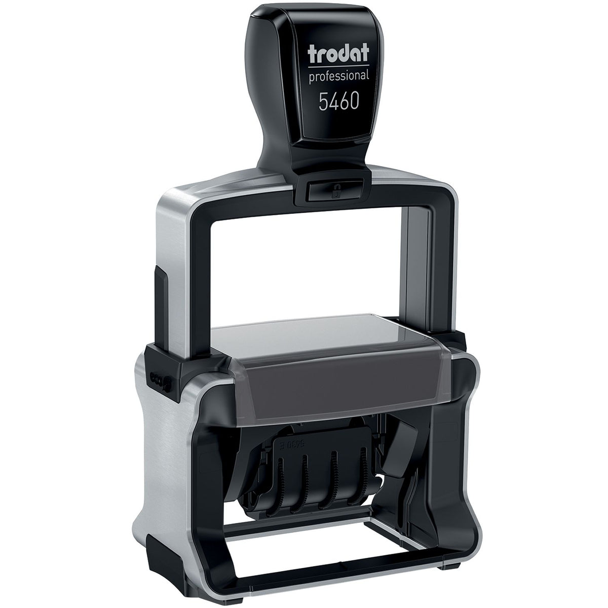 Trodat Professional 5460 self-inking rubber stamp with durable metal frame and customizable date stamp design