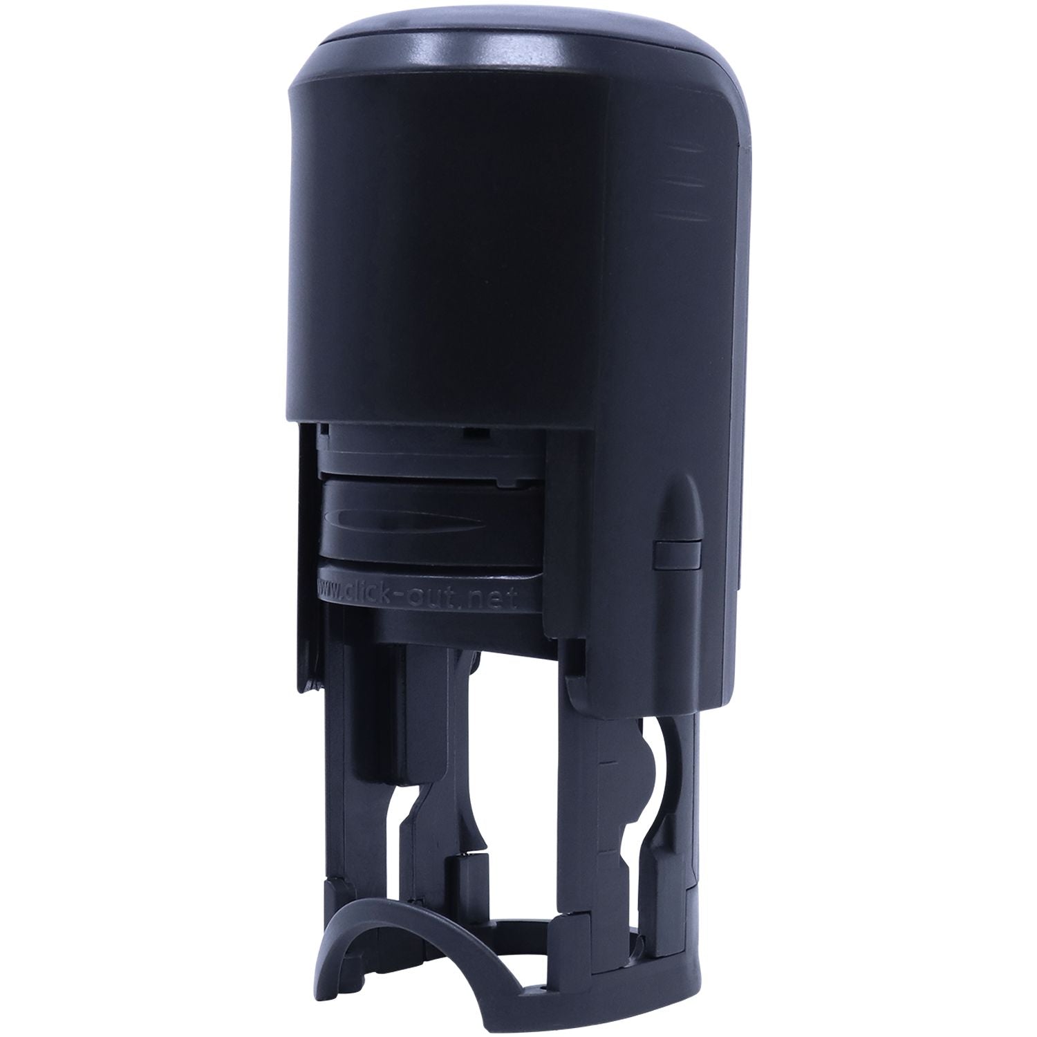 Black self-inking rubber stamp dispenser isolated on white background