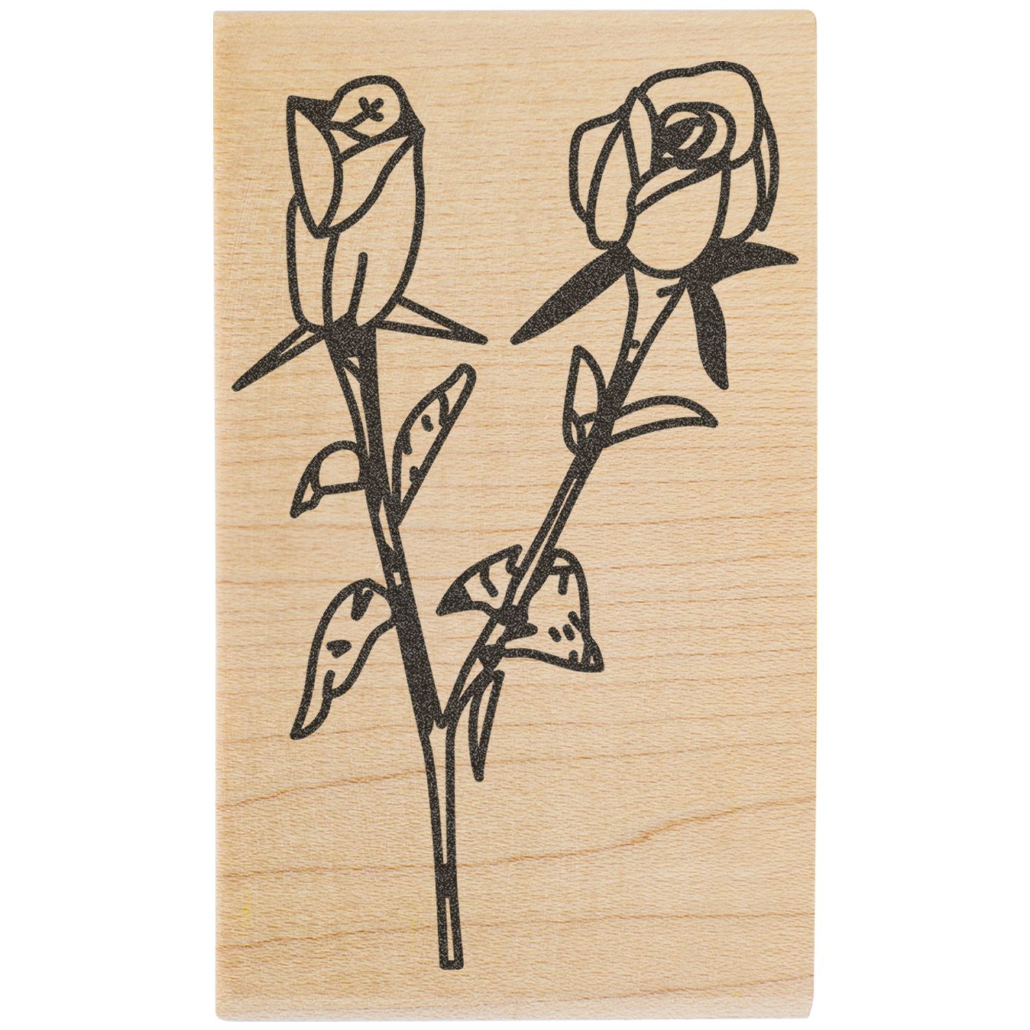 Minimalist rose line art engraved on wooden background, black floral design on natural wood plaque.