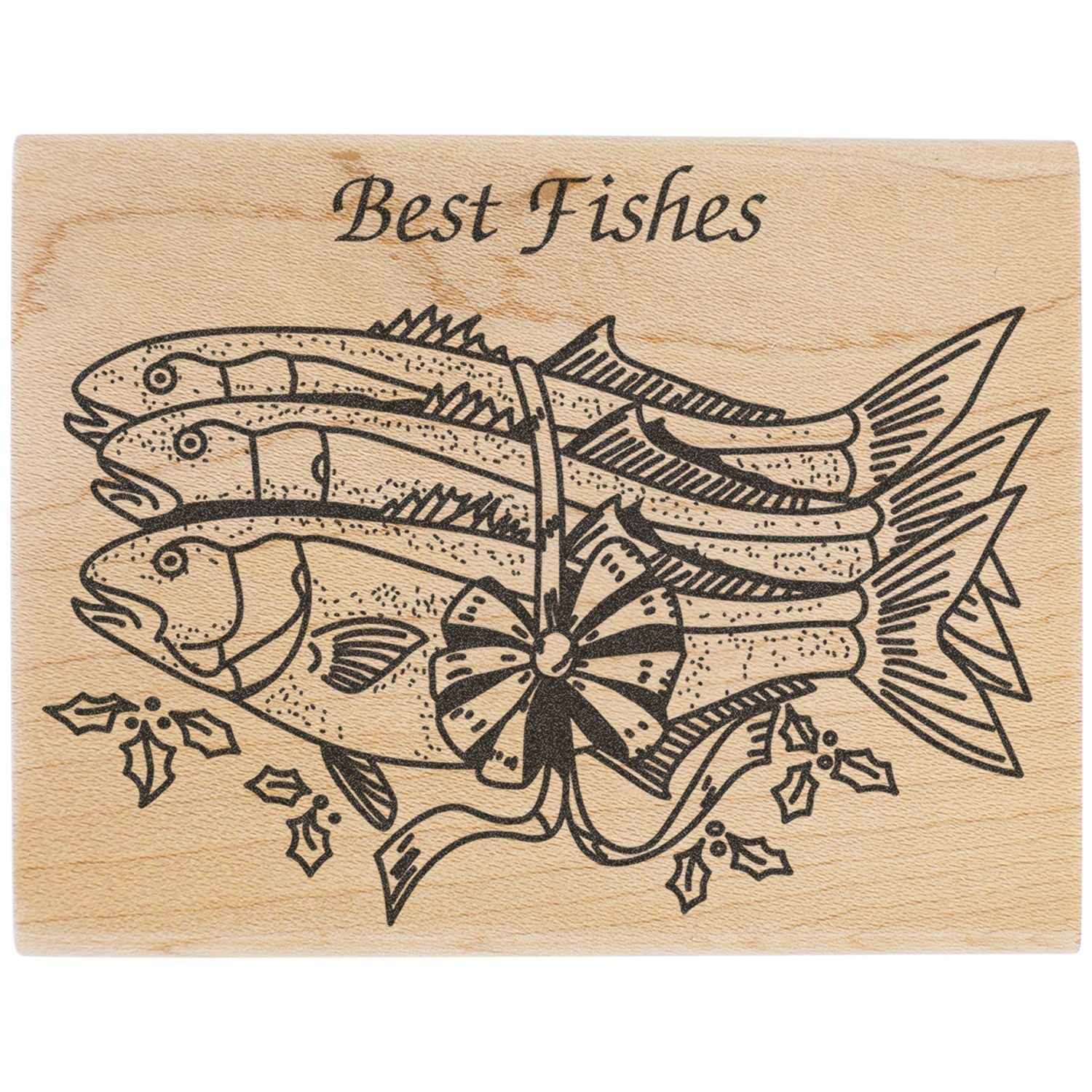 Rustic wooden Best Fishes sign with engraved fish illustration, fishing-themed decor on natural wood.