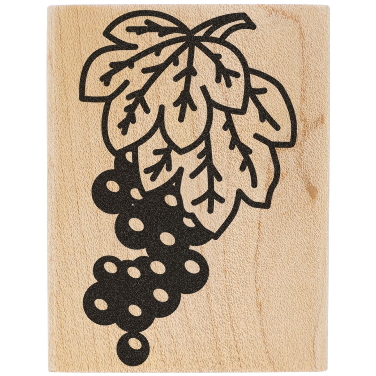 Wooden sign with engraved hops and grape cluster design, representing craft beer and wine.