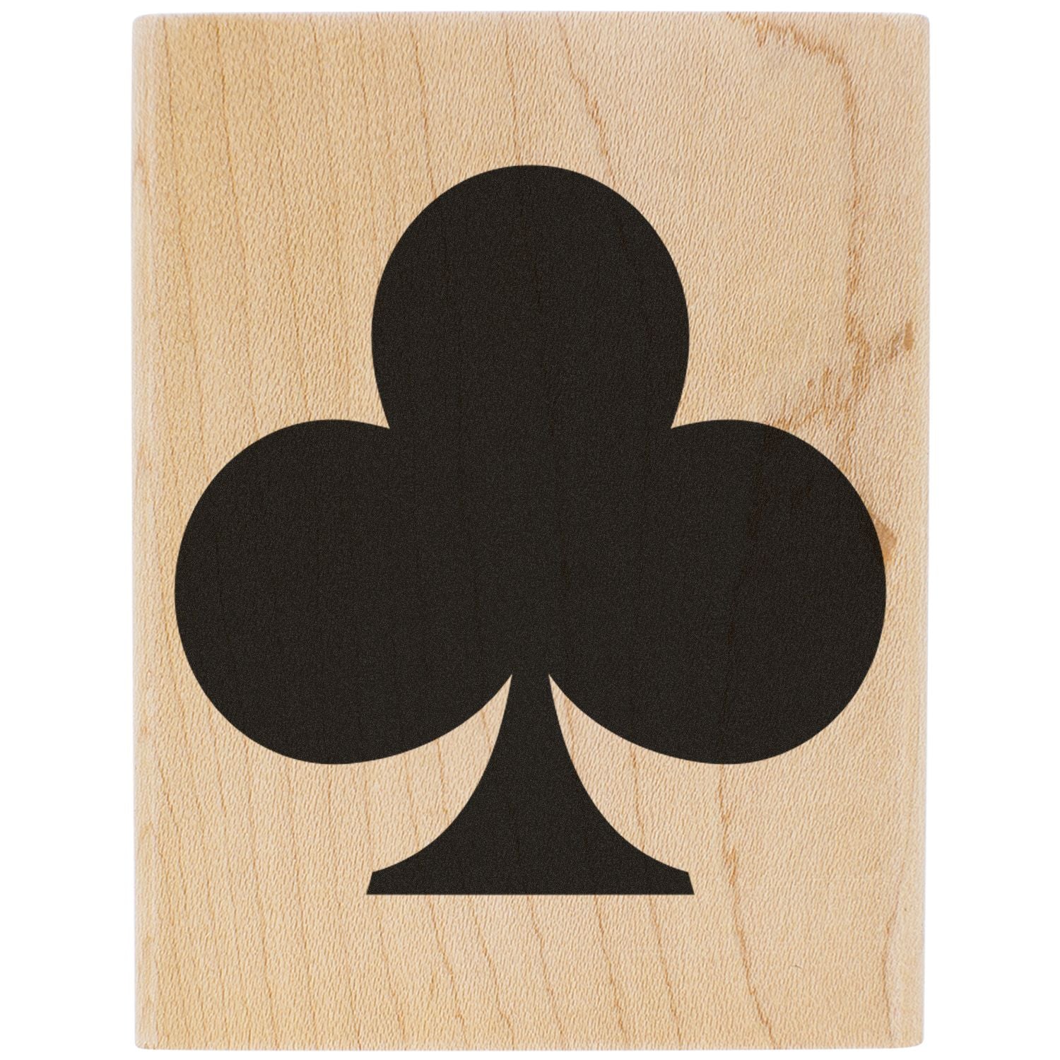 Black club playing card symbol on a wooden background, casino and card game icon