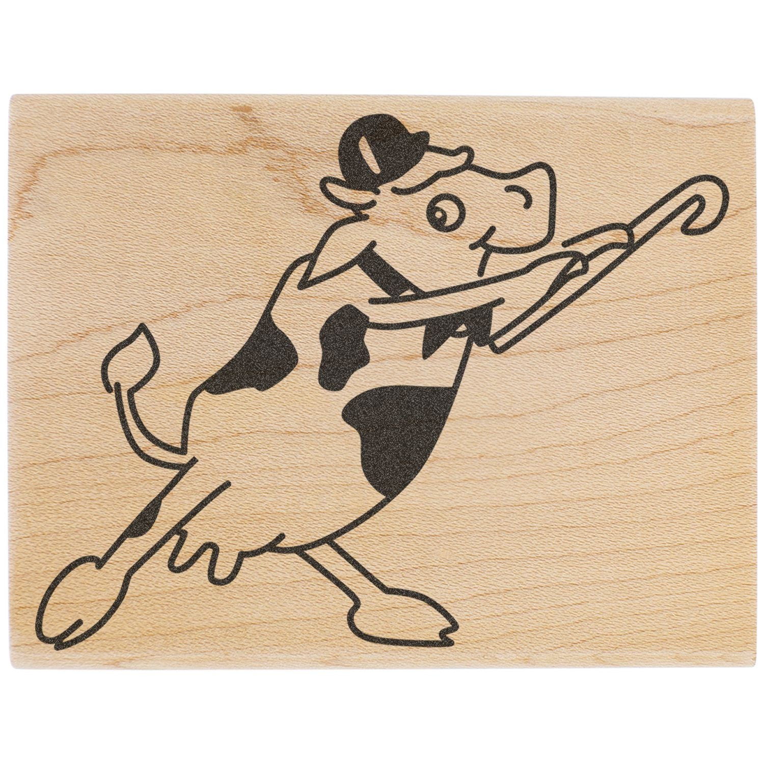 Cow baseball player silhouette engraved on wooden background, rustic sports wall art.