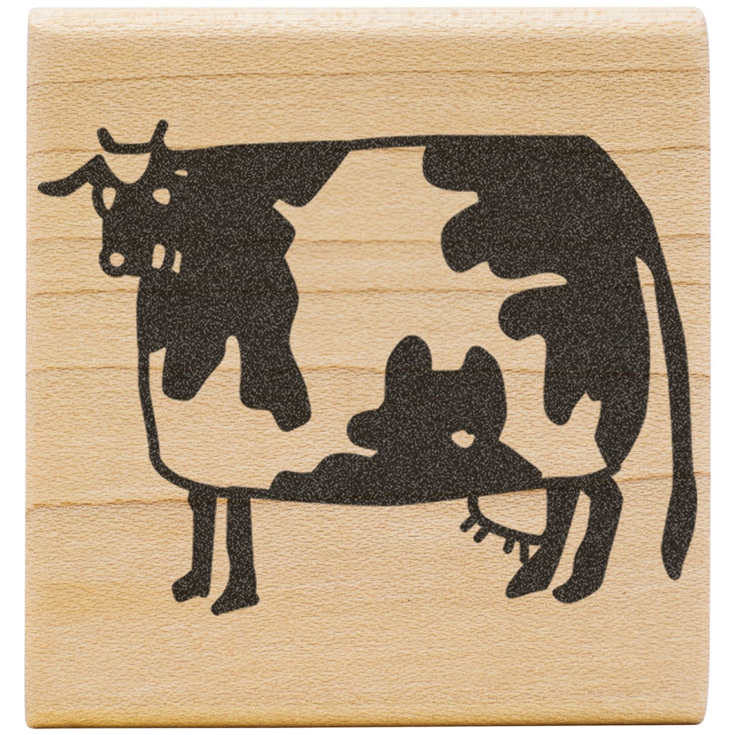 Black cow silhouette on a wooden background, rustic farm animal design.