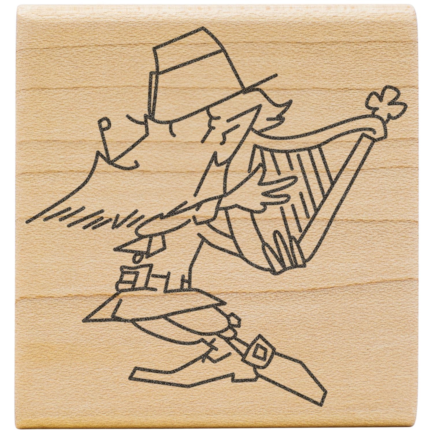 Minimalist cowboy line art engraved on a wooden tile, featuring a western character in a hat and boots.