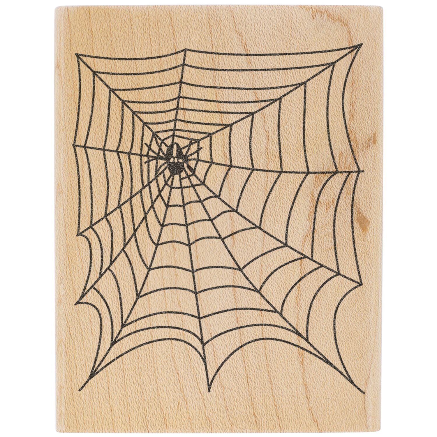 Spider web illustration on a light wood background, Halloween craft design.