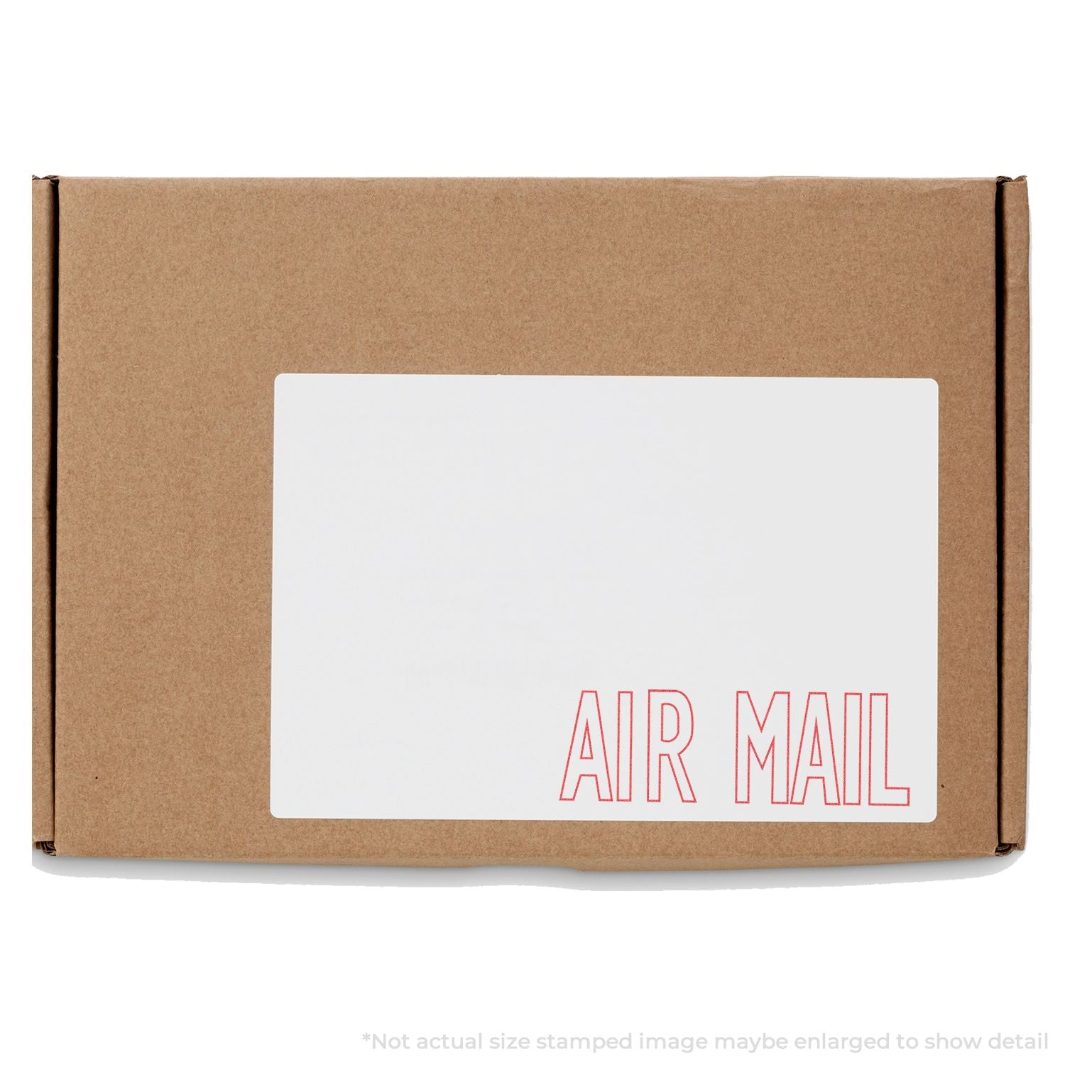 Brown cardboard shipping box labeled AIR MAIL for international air courier delivery.