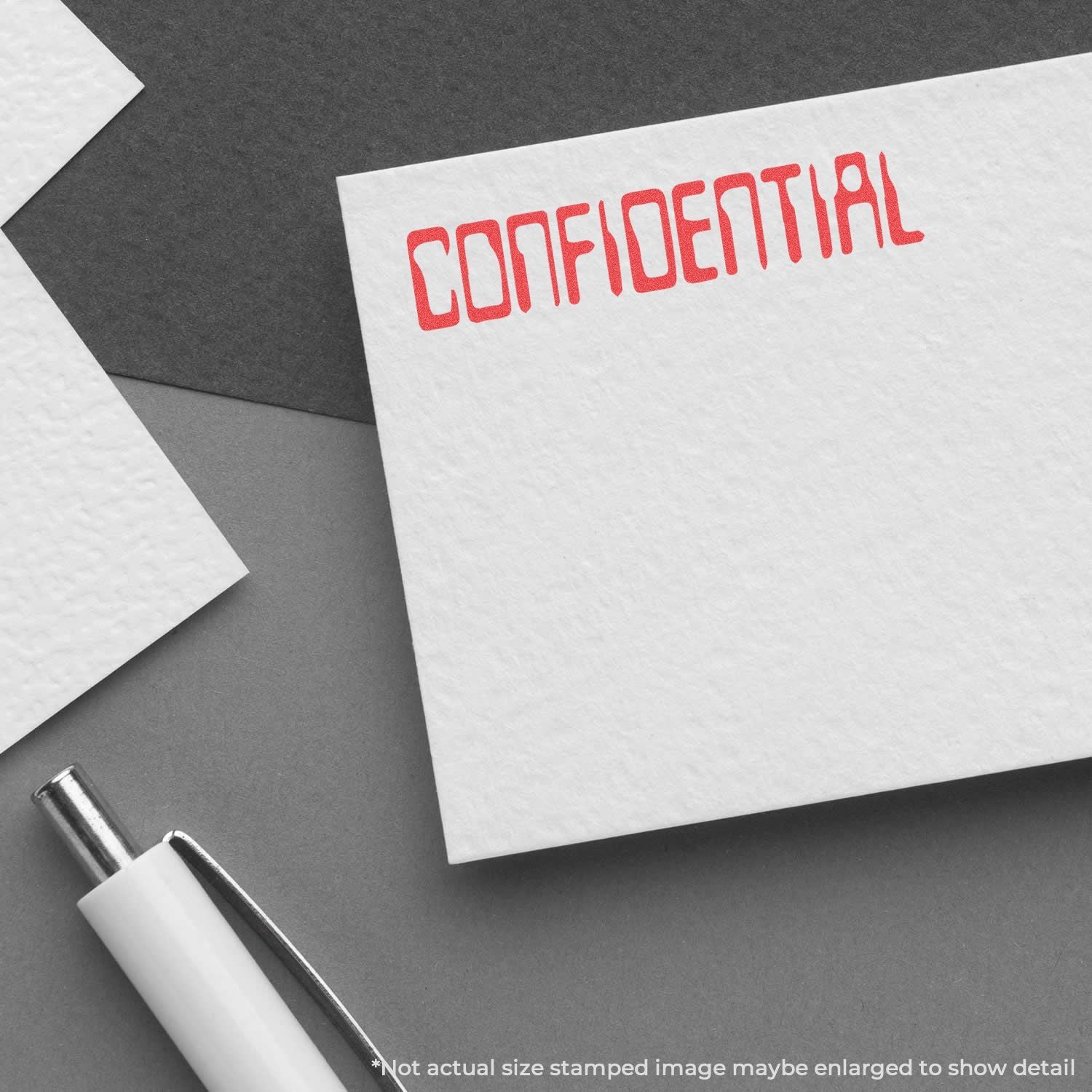 White card with red stamp text CONDITIONAL on gray background, styled typography and pen for concept design.