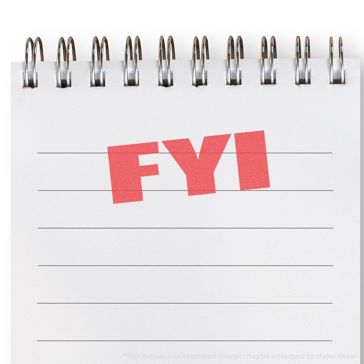 FYI alert graphic with metal spring staples on ruled lines, highlighting important information and reminders for notices, memos, and communication.