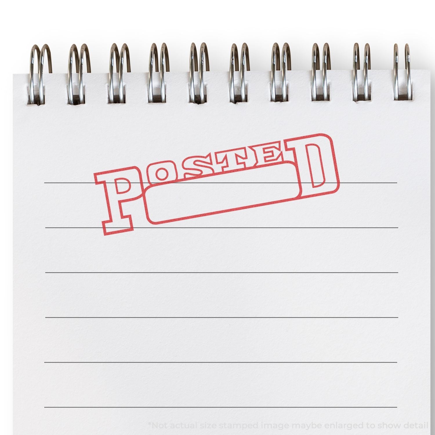Document page with metal staples and red POSTED stamp, showing that mail has been processed and sent.
