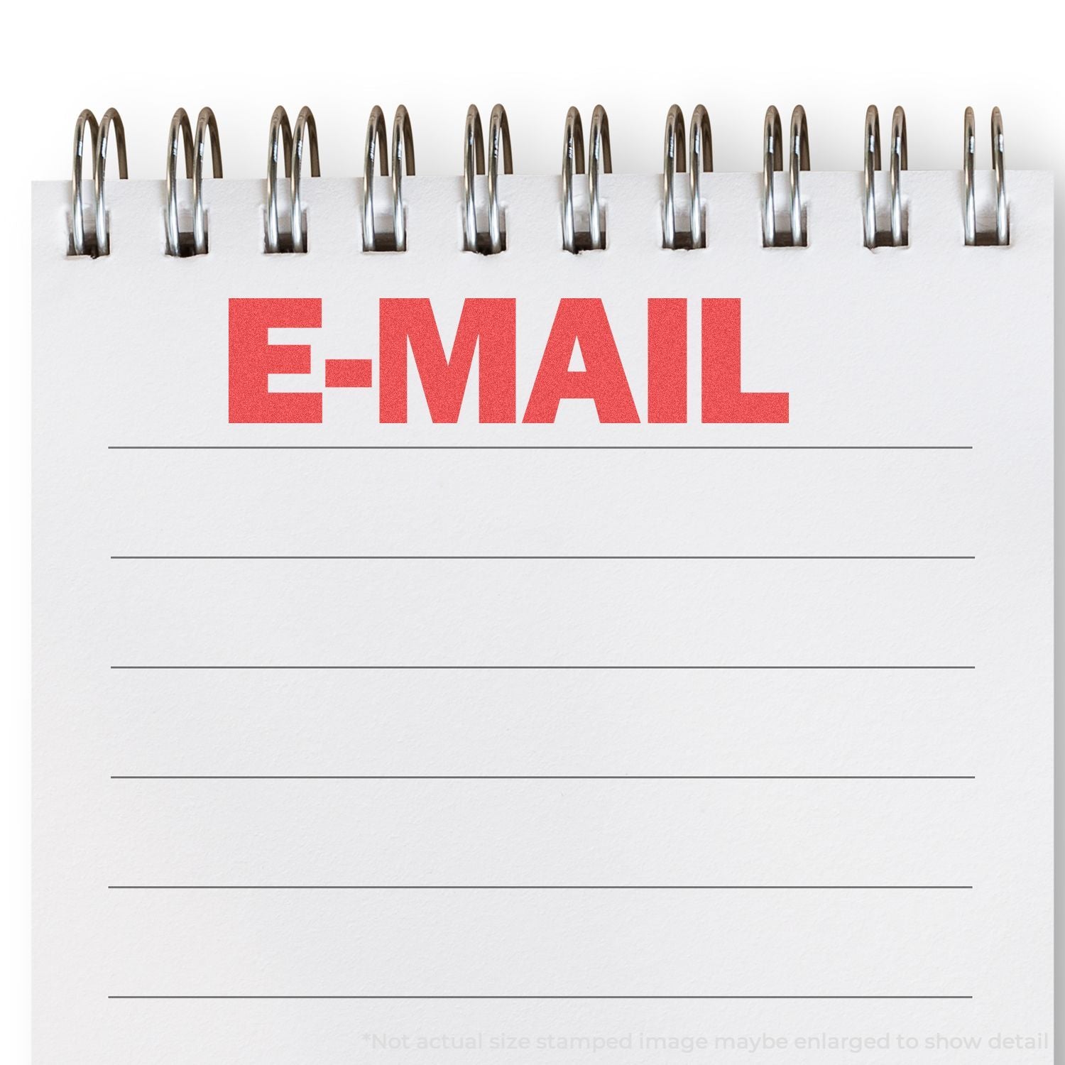 Email stationery header with metal binder clips and bold red E-MAIL above blank lined message lines.