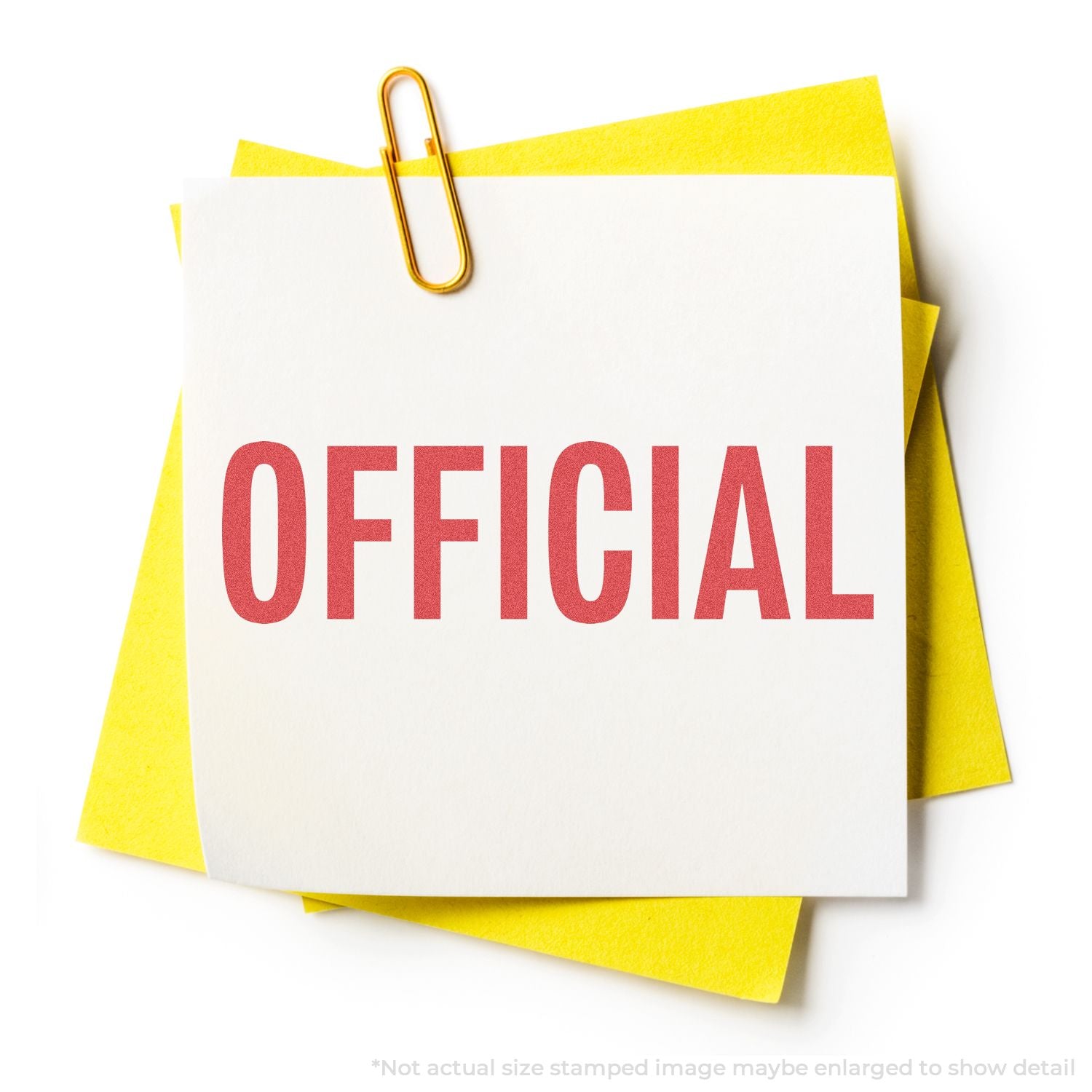 Official notice card labeled OFFICIAL with paperclip, symbolizing formal compliance, accreditation, and business documentation.