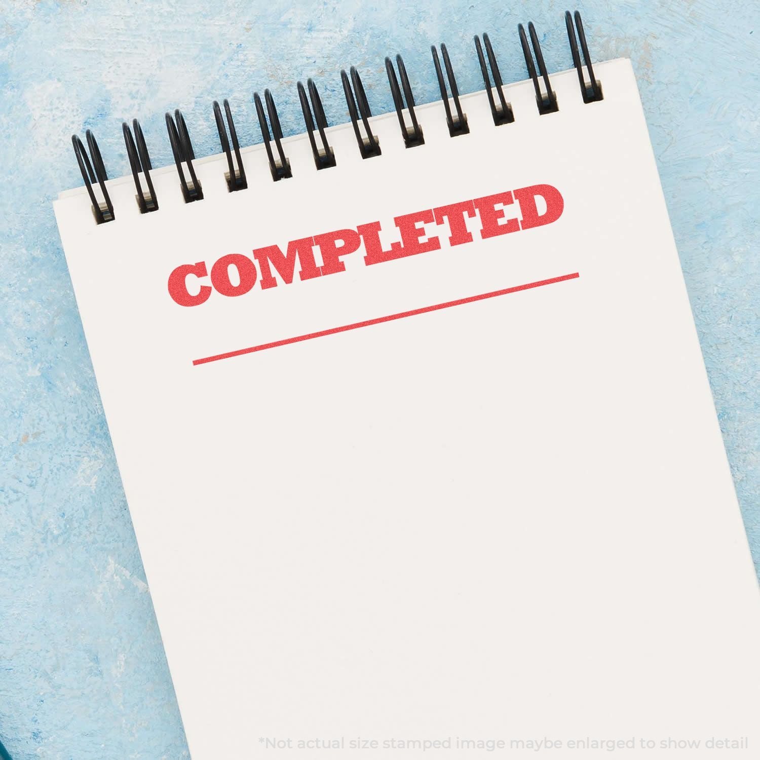 Calendar page with the word 'COMPLETED' on a spiral, indicating a finished task, achieved goal, and completed project deadline.
