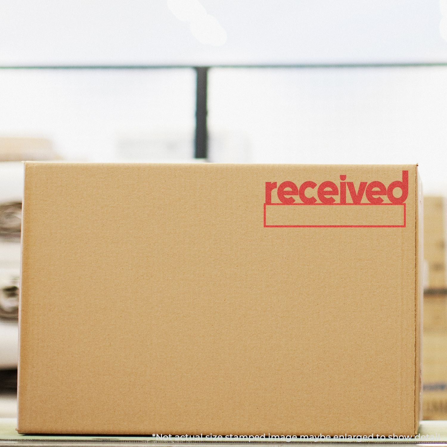 Cardboard shipping box marked received, illustrating delivery confirmation and package tracking for e-commerce orders.