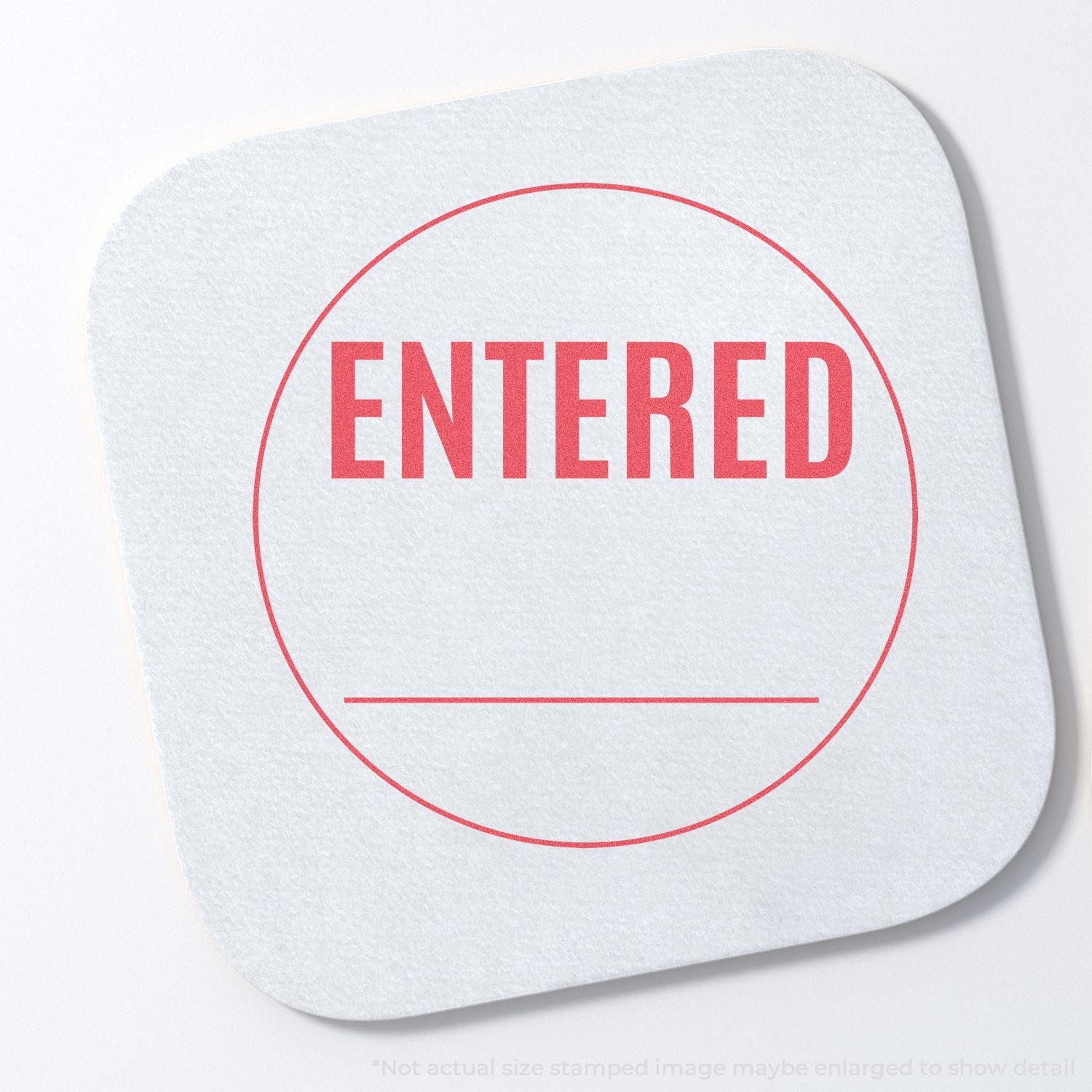 Red ENTERED stamp on white document, indicating recorded filing or processing approval status.