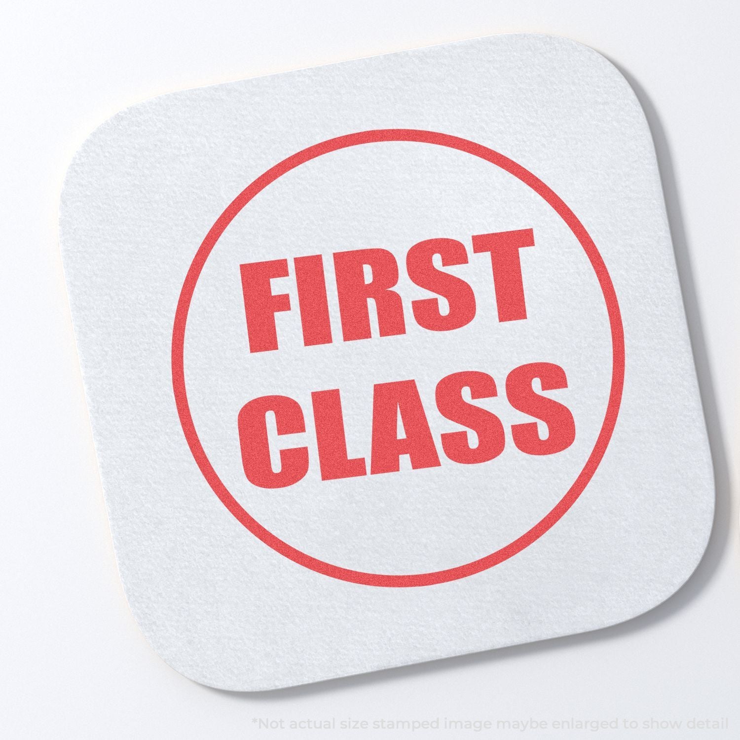 In Use Photo of Round First Class Xstamper Stamp