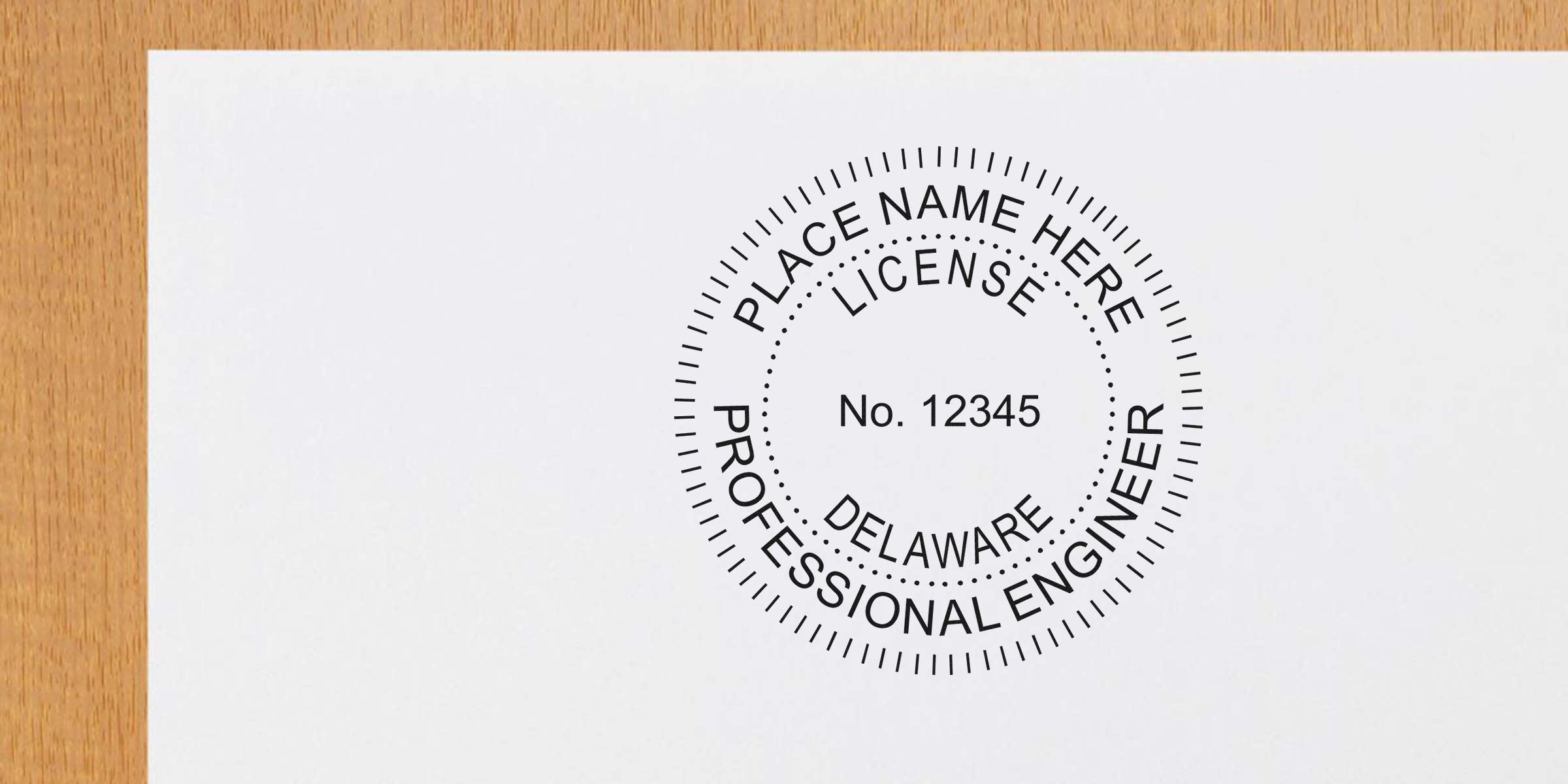 Delaware engineer seal stamped on white paper, adhering to engineer seal guidelines.