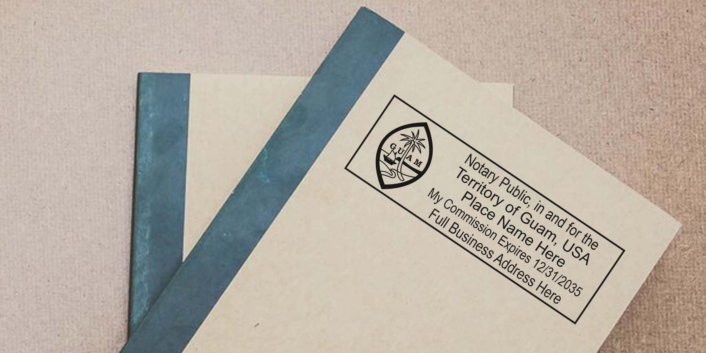 Notary Guam stamp on document with official seal and commission expiry date, showing steps to become a notary.