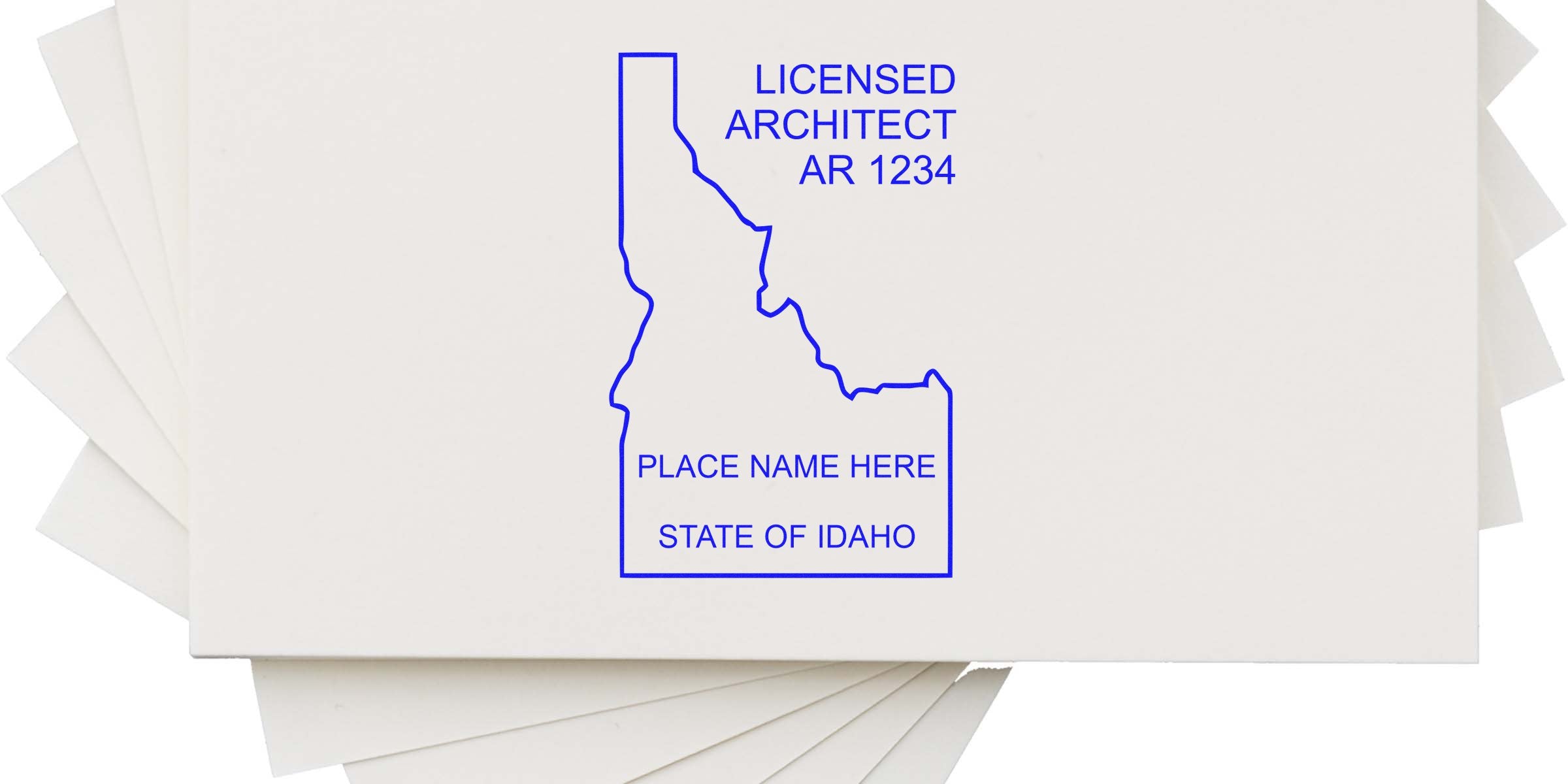 Idaho architect seal with state outline and license number AR 1234, Idaho licensed architect stamp for plans, architect seal design.