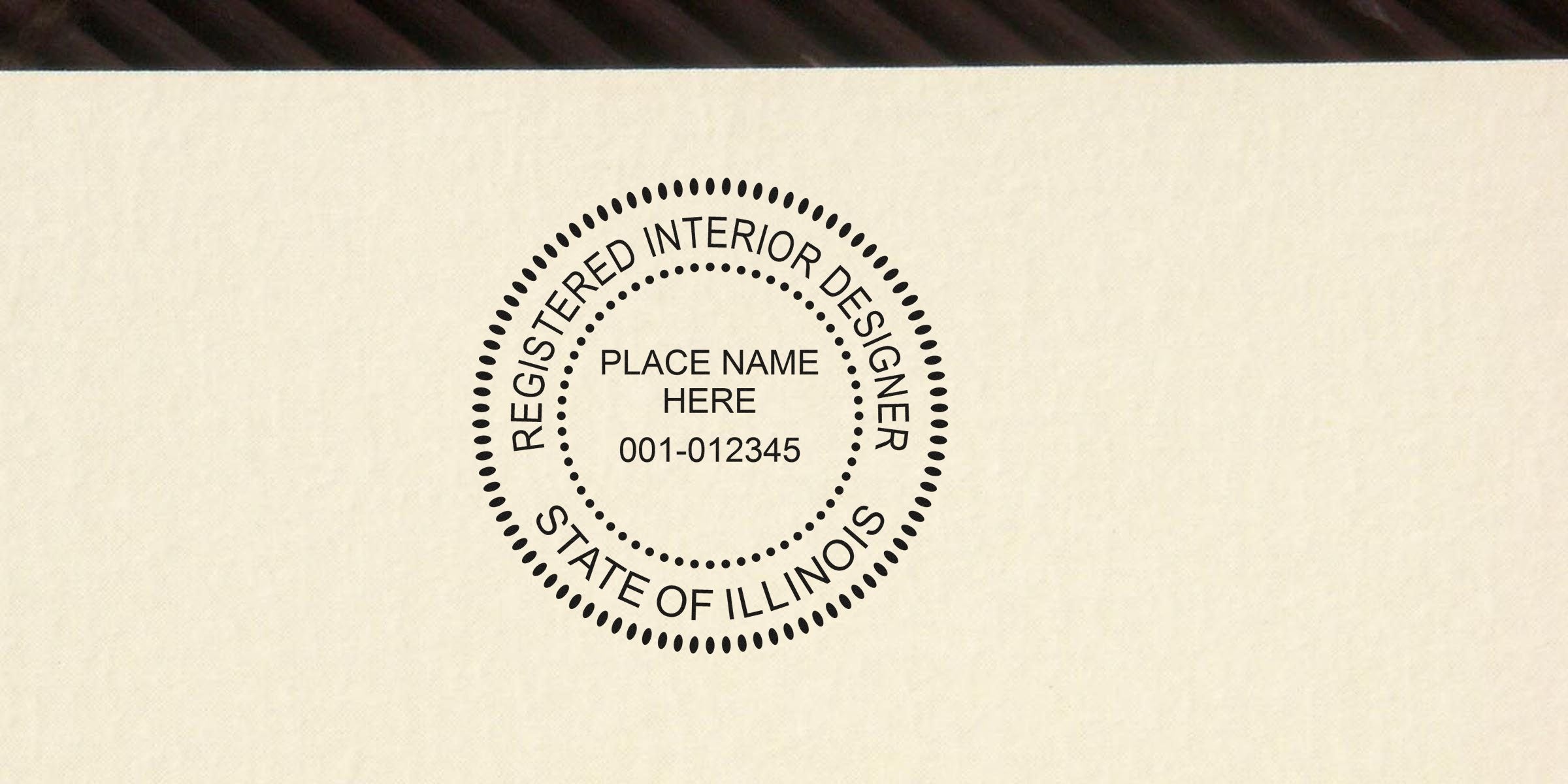 Registered interior designer seal for Illinois, compliant with Illinois interior design seal guidelines.
