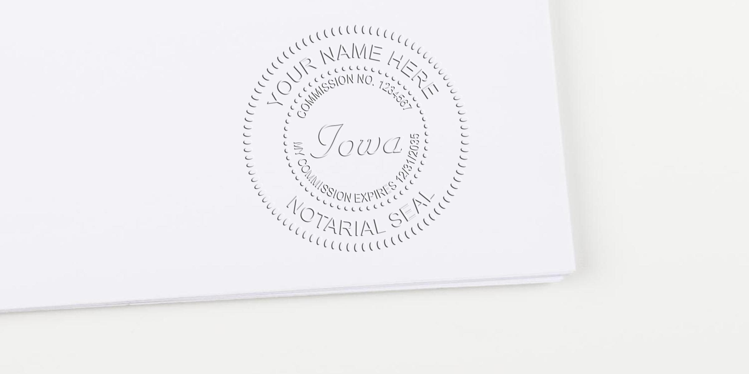 Indiana notary seal embossed on white paper, meeting official notary public certification requirements.