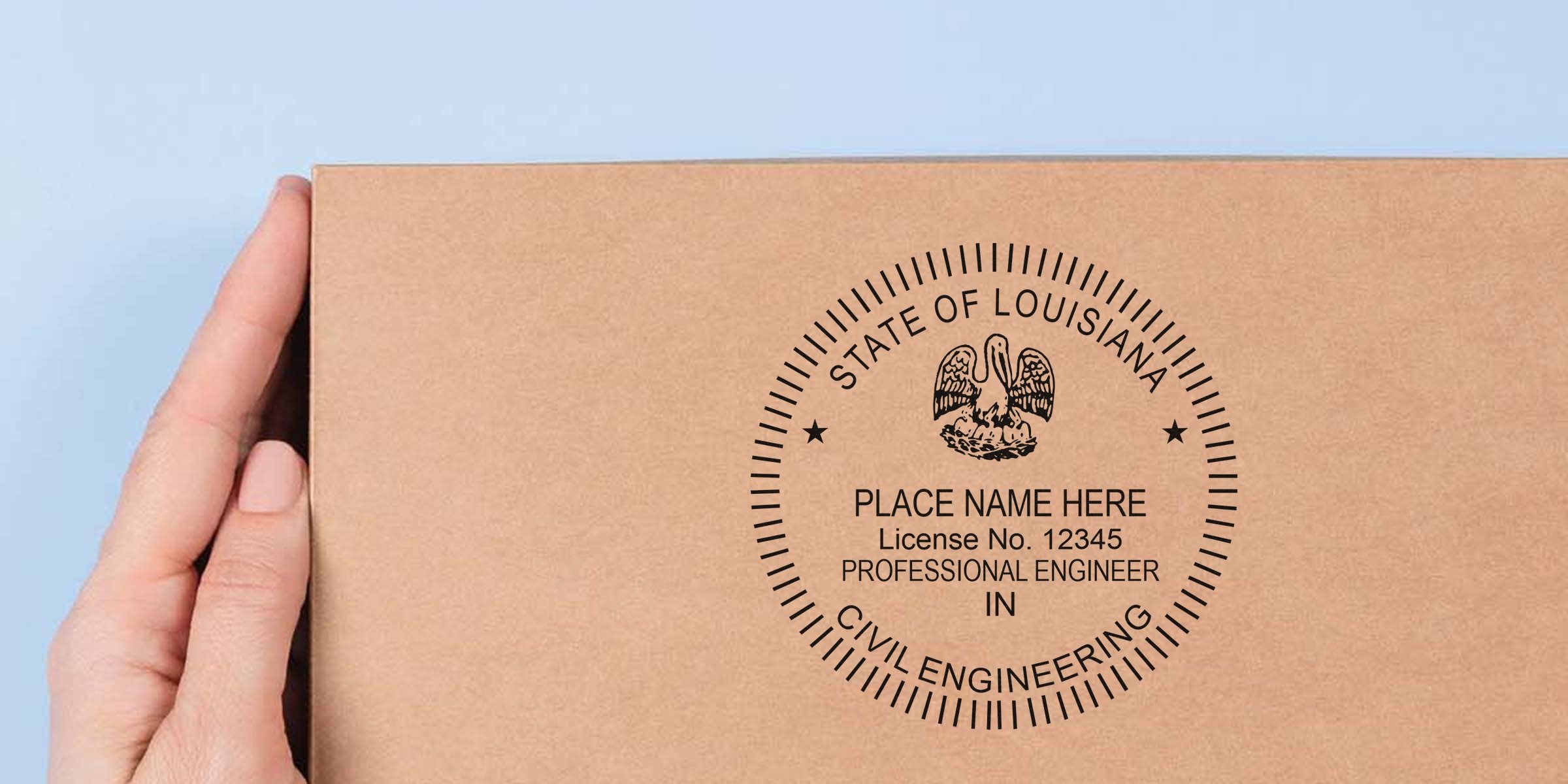 Louisiana professional engineer seal stamp showing PE Seal Specifications and Engineering Standards for civil engineering license verification.