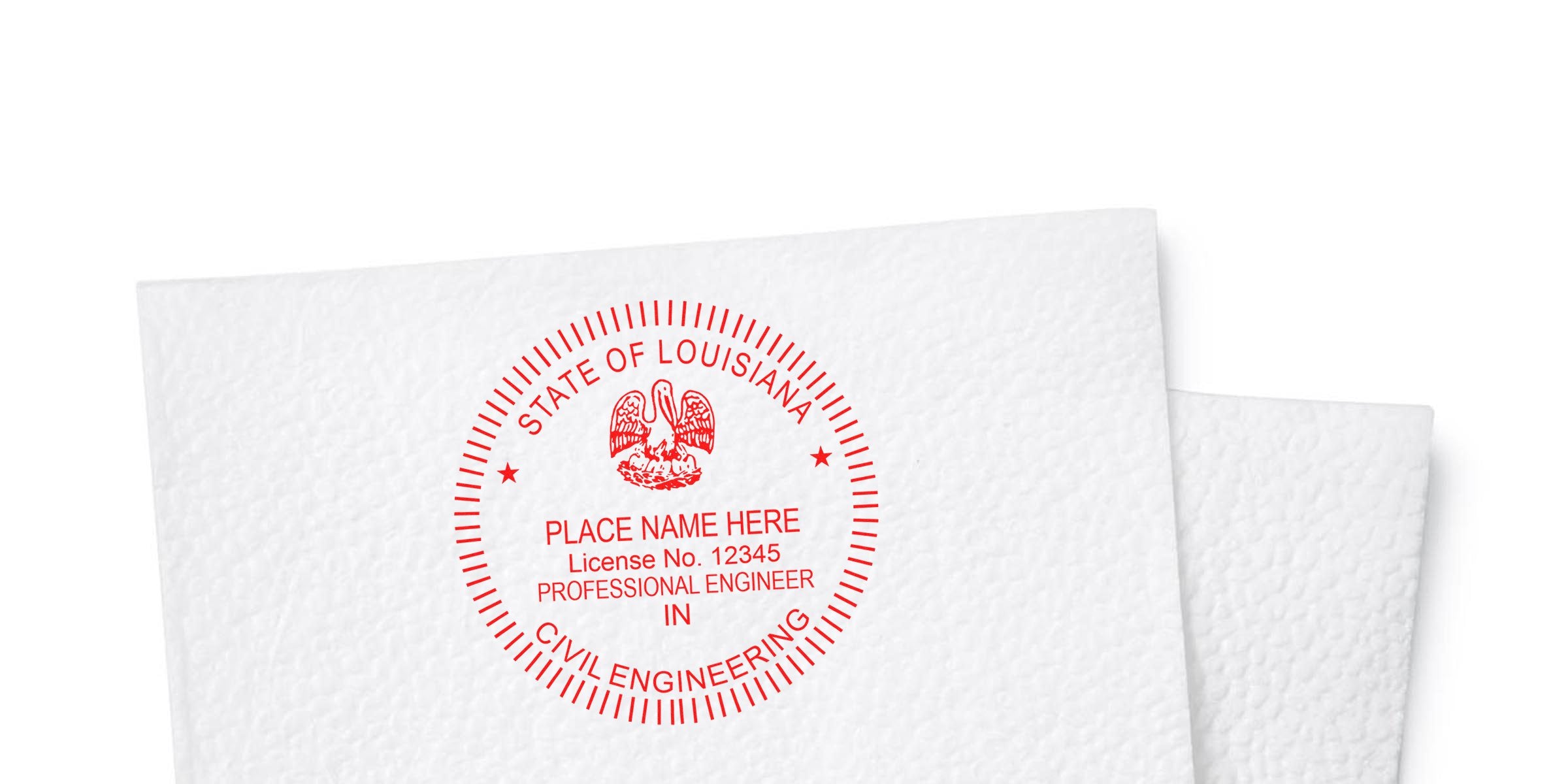 Louisiana professional engineer stamp for civil engineering license verification, displaying the engineer stamp and details on how to order the Louisiana engineer stamp.