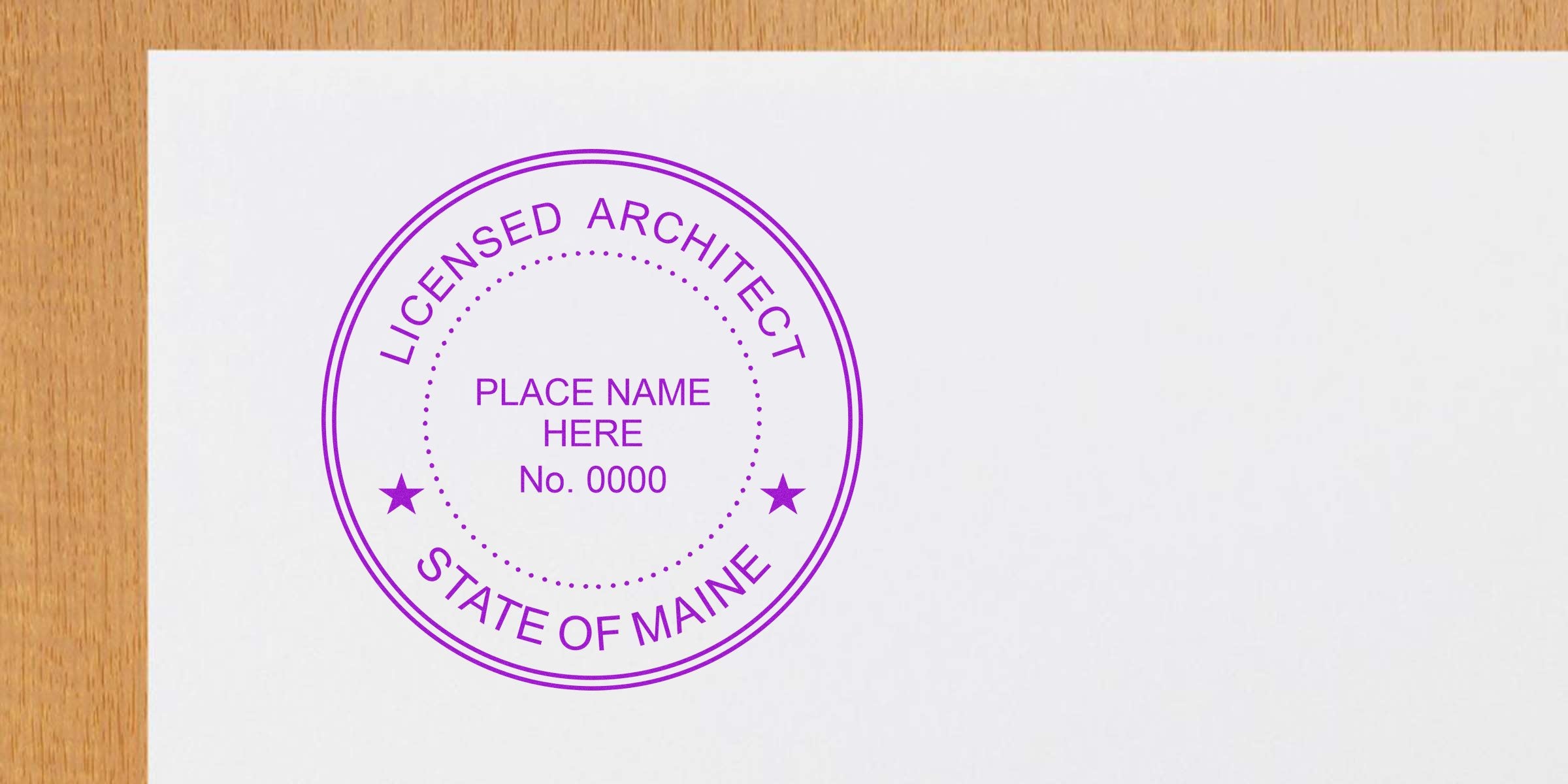 Licensed architect stamp Maine, official architect seal, license mark, Maine architect stamp legality, and architect stamp requirements in Maine.