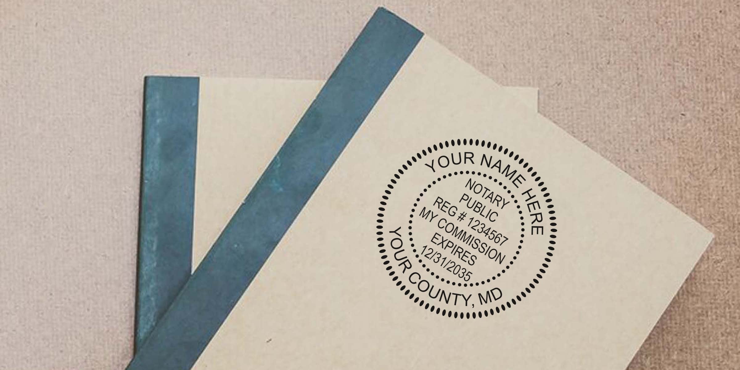 Maryland notary seal on document displays commission expiration date and registration number, complying with notary seal requirements.