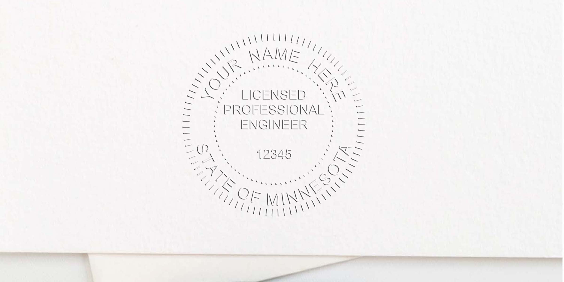 Embossed Minnesota licensed professional engineer seal on white paper, meeting Minnesota engineer stamp regulations and certification rules.