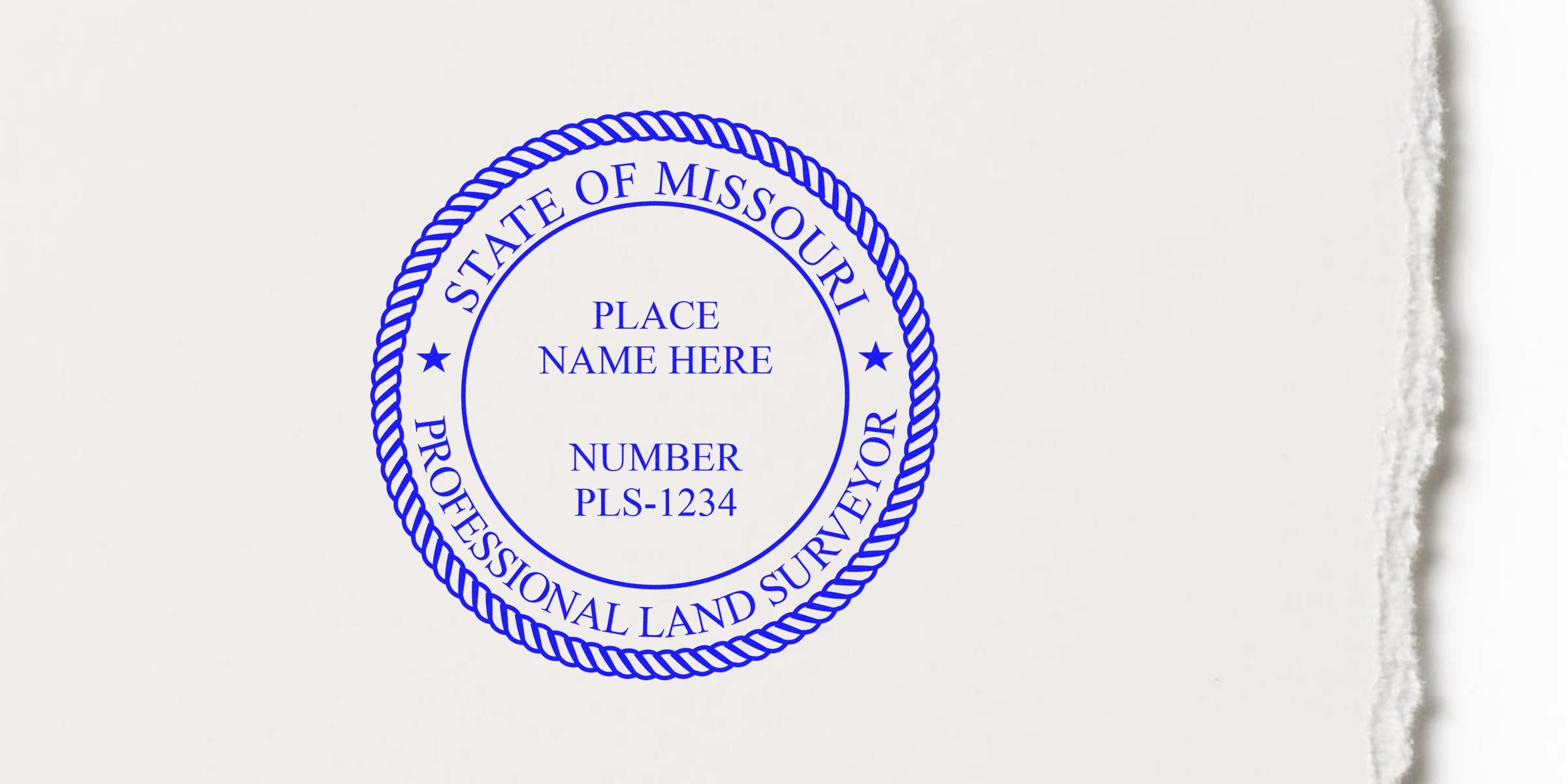 Missouri land surveyor seal stamp with professional land surveying services and land surveyor embosser.