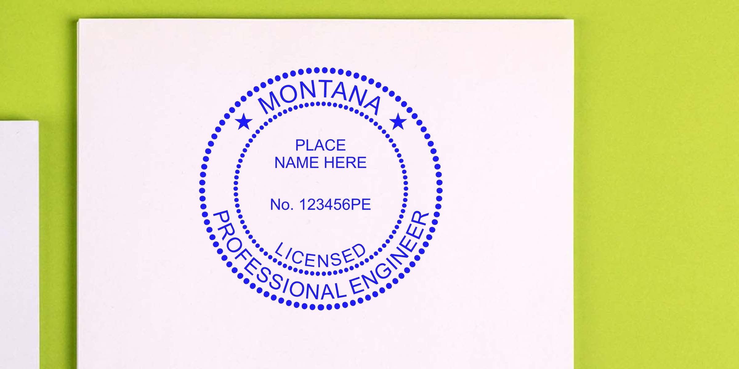 Montana PE License Professional Engineer Stamp on white paper for certification.