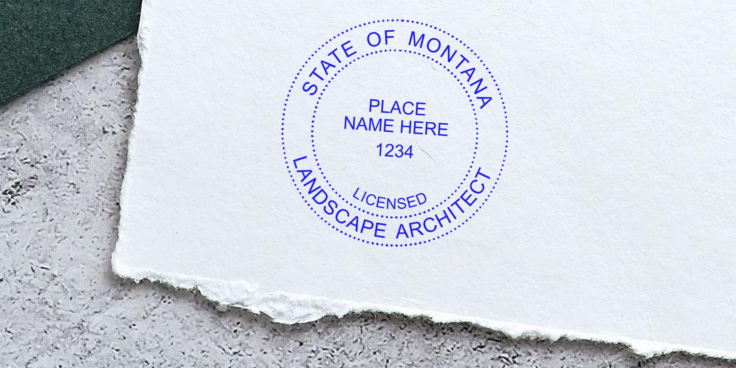 Montana licensed landscape architect seal on textured white paper, available for online purchase.