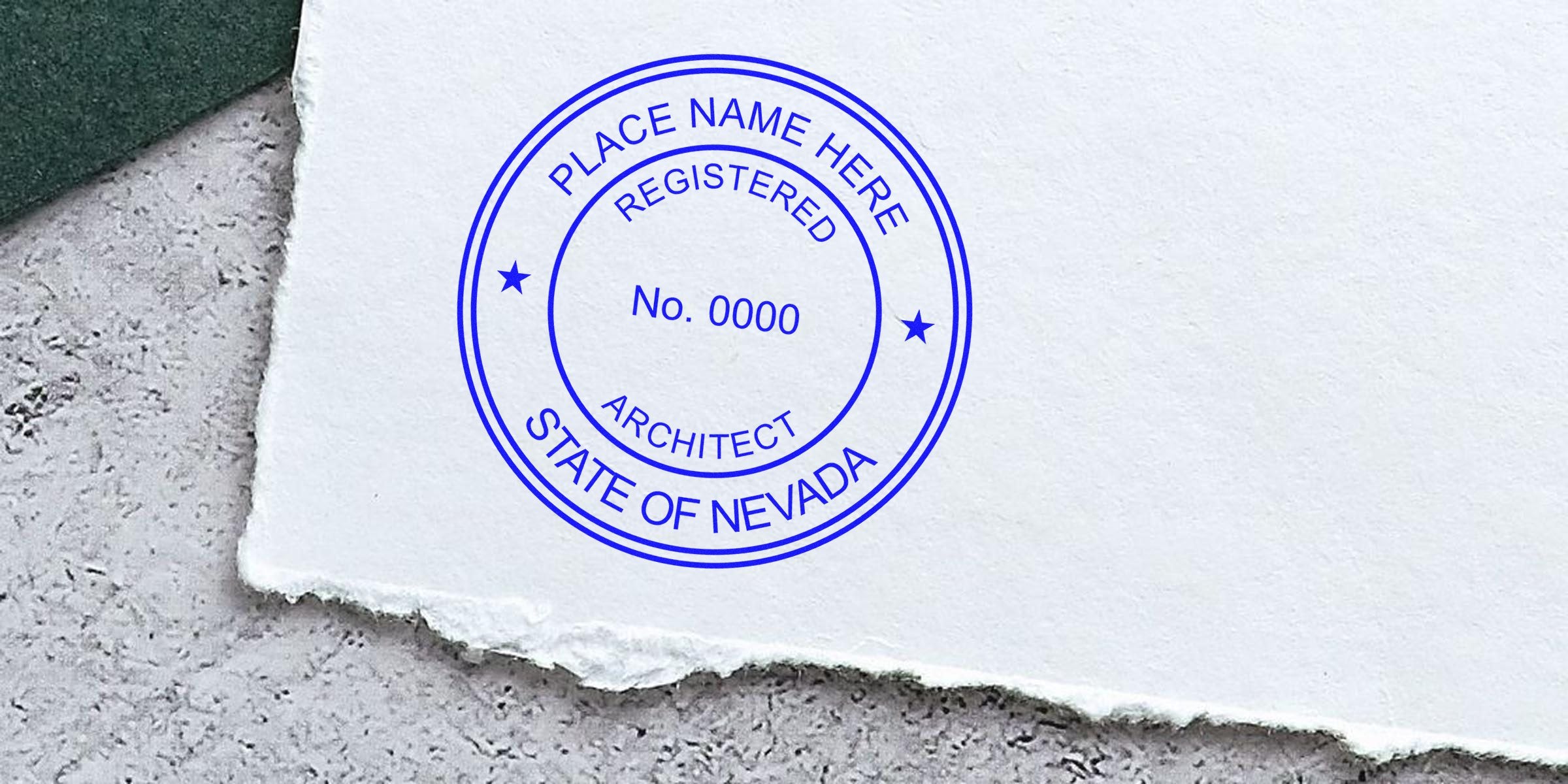 Nevada Architect Stamp on white paper, official Nevada Architect Seal for state license verification.