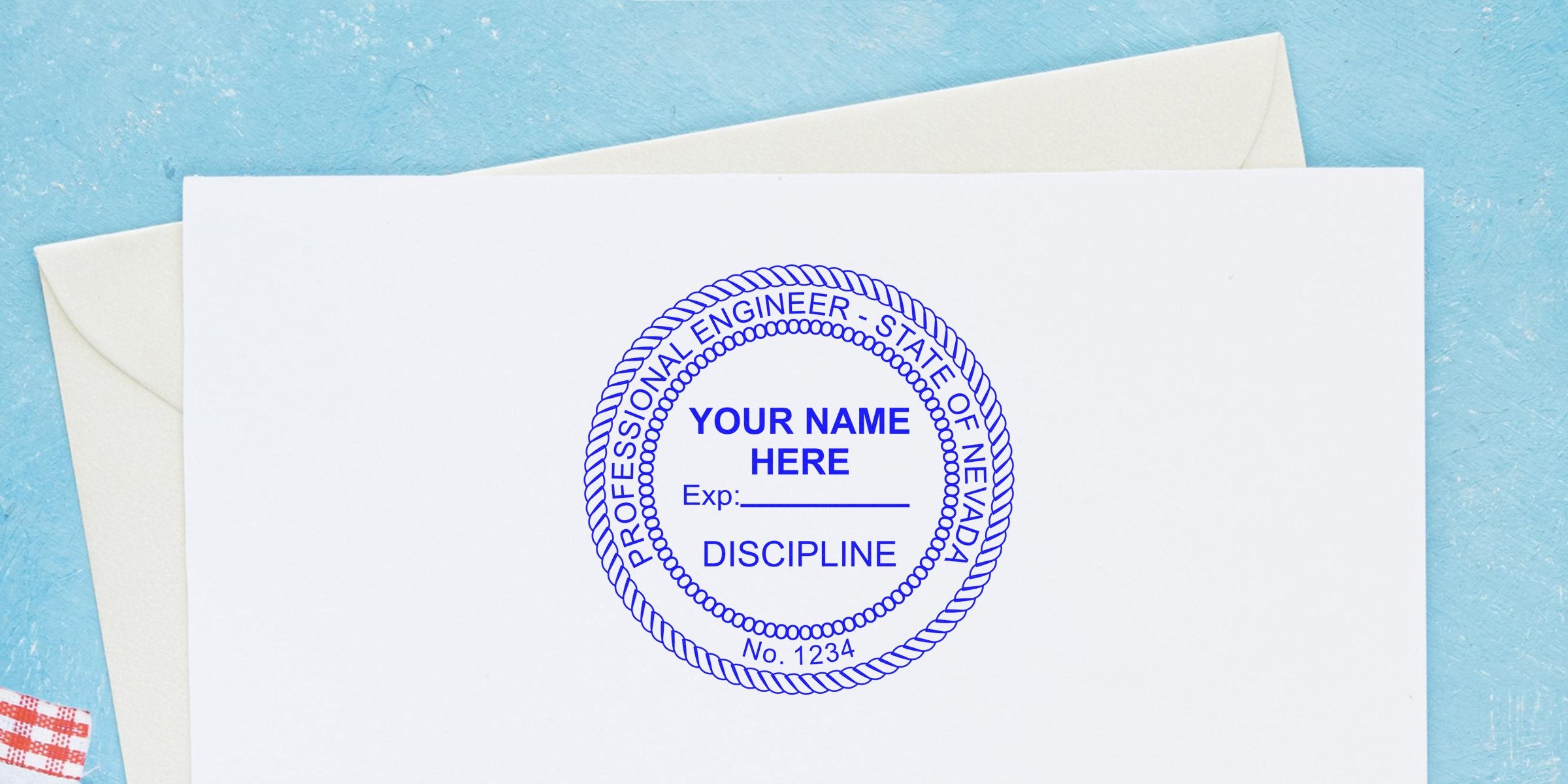 Nevada professional engineer stamp template with customizable name and discipline, perfect for ordering your PE Stamp Nevada certification.