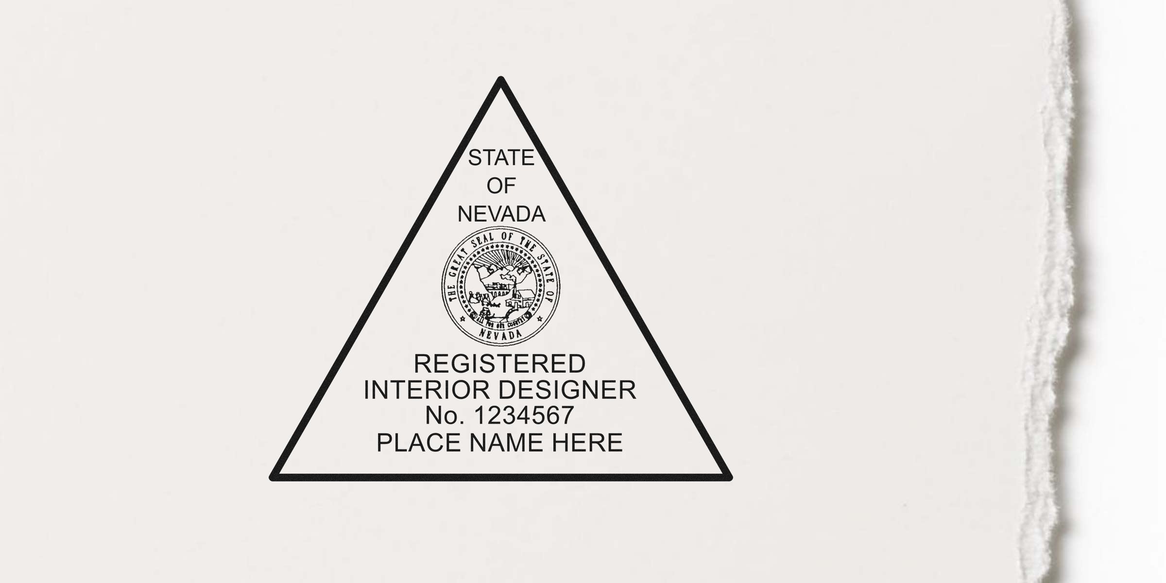 Nevada interior designer seal with certification number on white paper, symbolizing Nevada interior design certification.