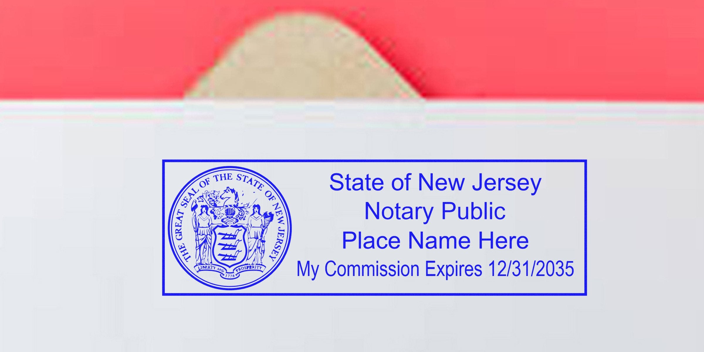 New Jersey notary stamp on document with commission expiration date. Buy NJ notary stamps here.