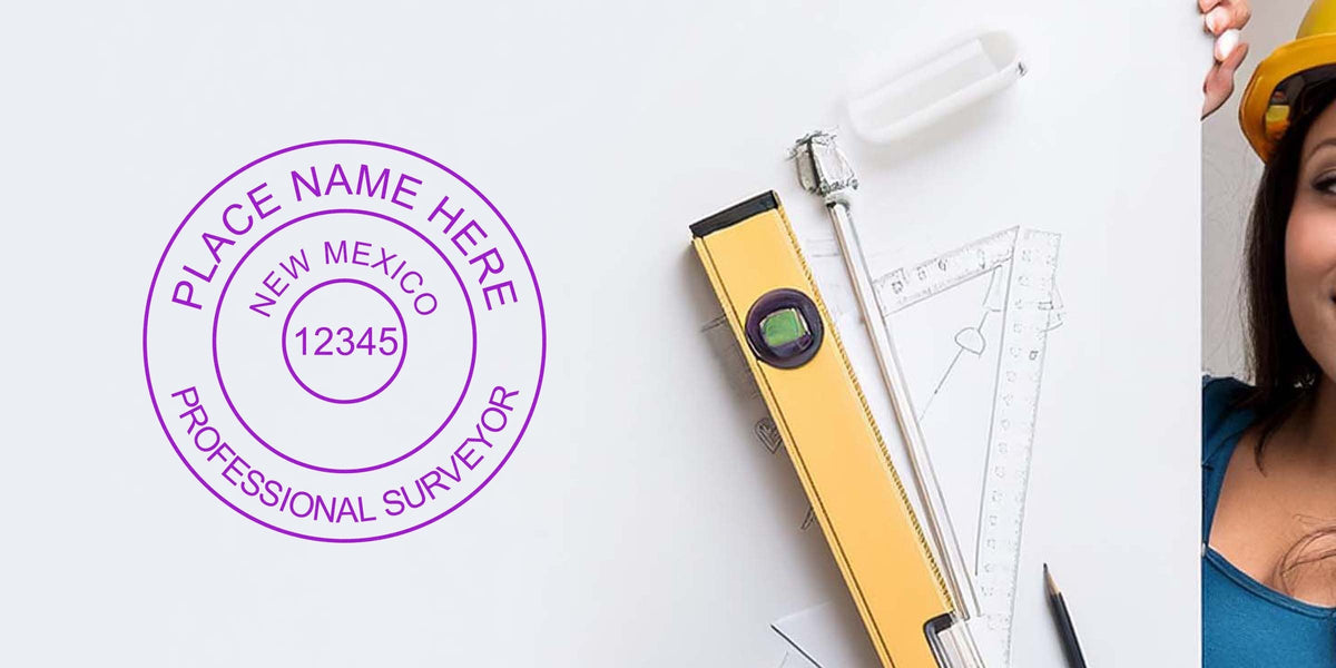 Professional surveyor tools like levels and measuring instruments for land surveying in New Mexico, featuring tips on New Mexico land surveyor stamp prices and costs.