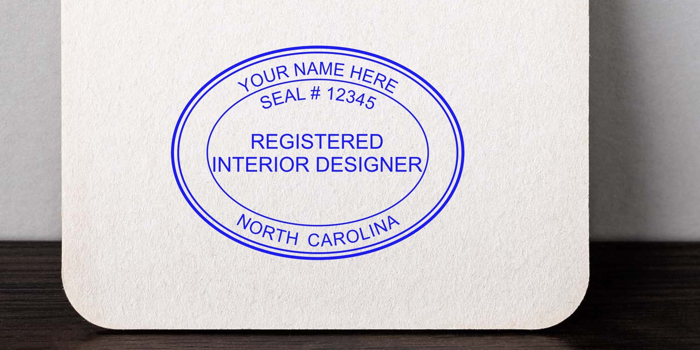 North Carolina Interior Designer Seal on paper, showcasing the advantages of interior design certification.