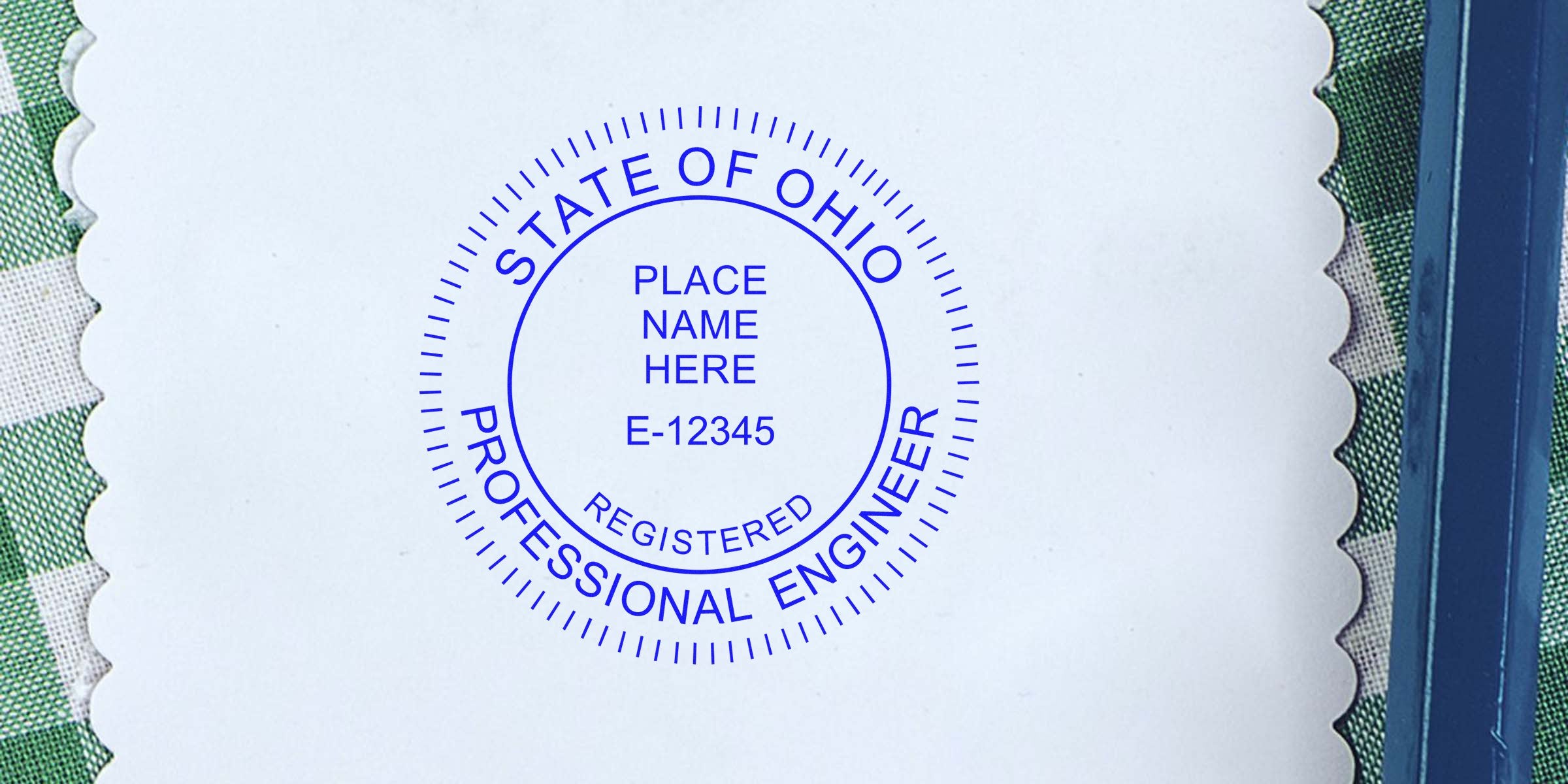 Ohio Professional Engineer Seal Stamp on white paper, meeting Ohio PE seal requirements for engineering certification and professional engineer seals.