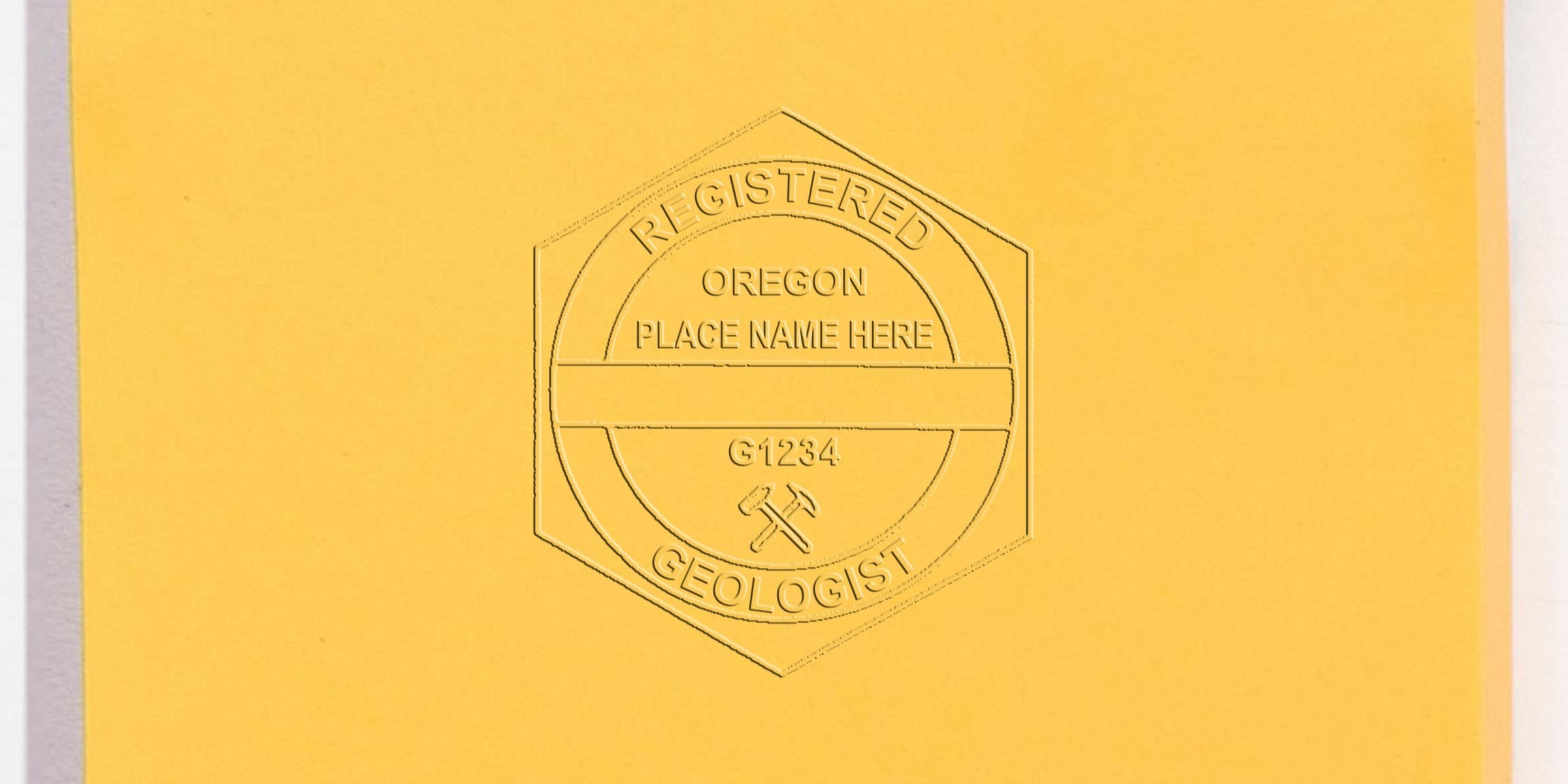 Custom Oregon geologist seal embossed on yellow paper, showcasing the official Oregon geologist stamp design.
