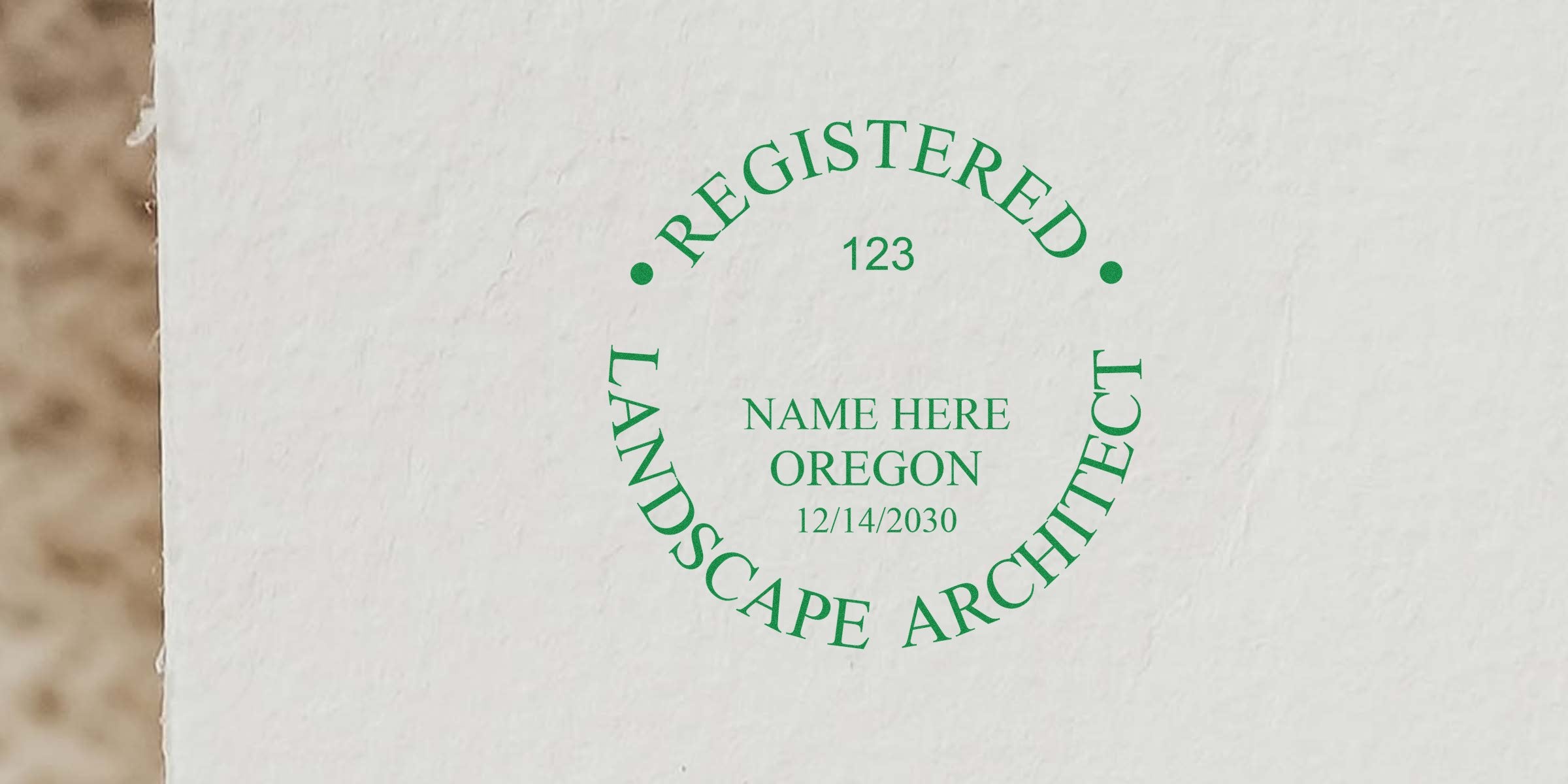 Registered Landscape Architect Stamp per Oregon Rules, includes date and name placeholders.