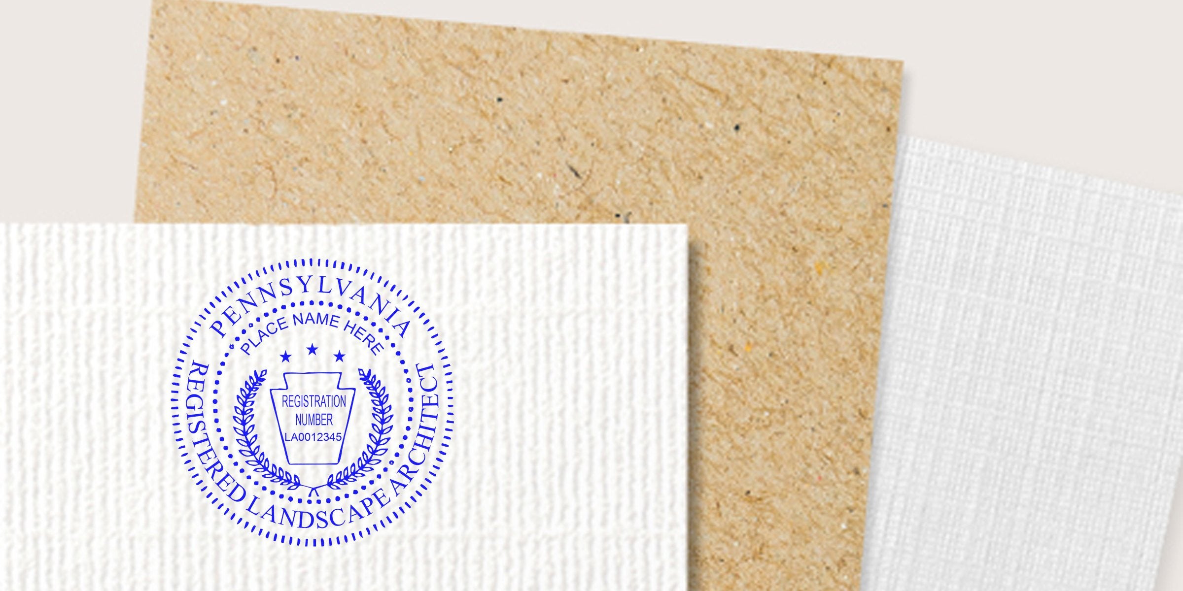 Pennsylvania landscape architect seal on textured paper, showing stamp expiration details and info on Pennsylvania food stamp rules.